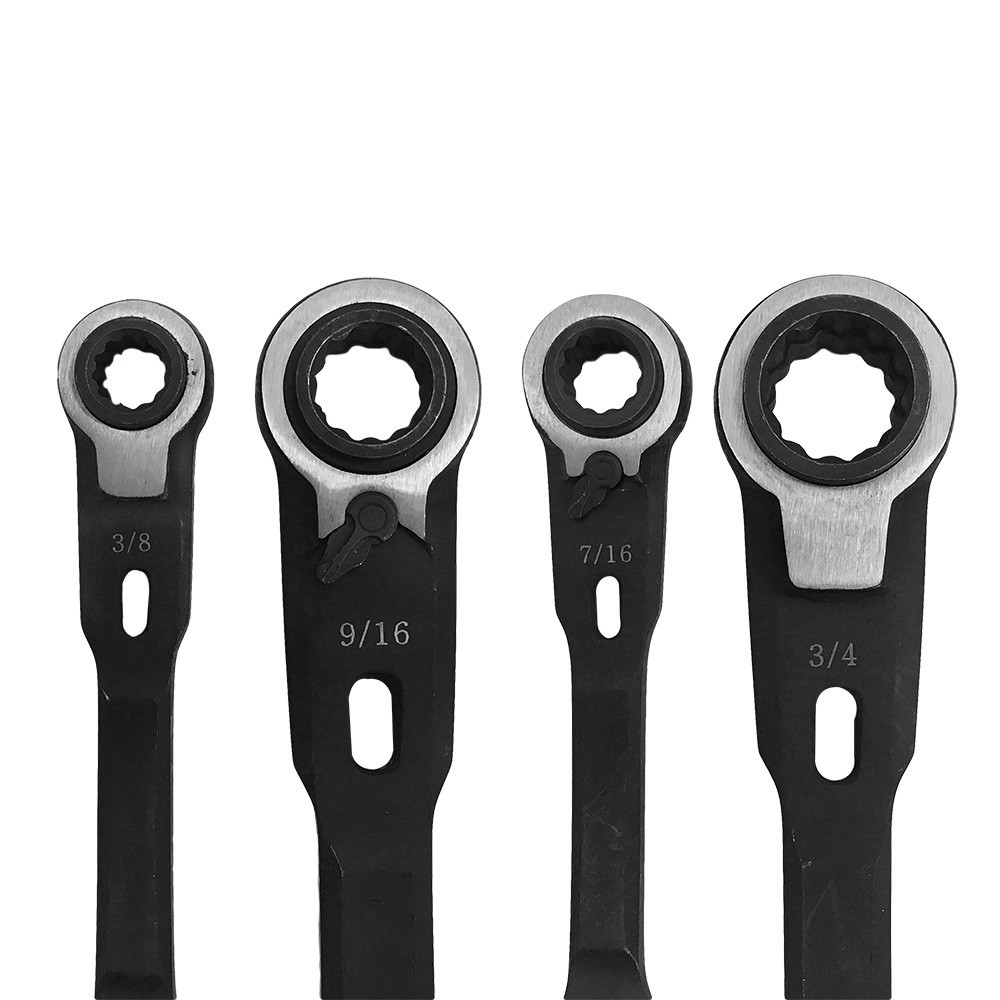 2 Pc 4 in 1 Double Box Ratcheting Wrench Ratch 6 Fasteners Star Spline SAE