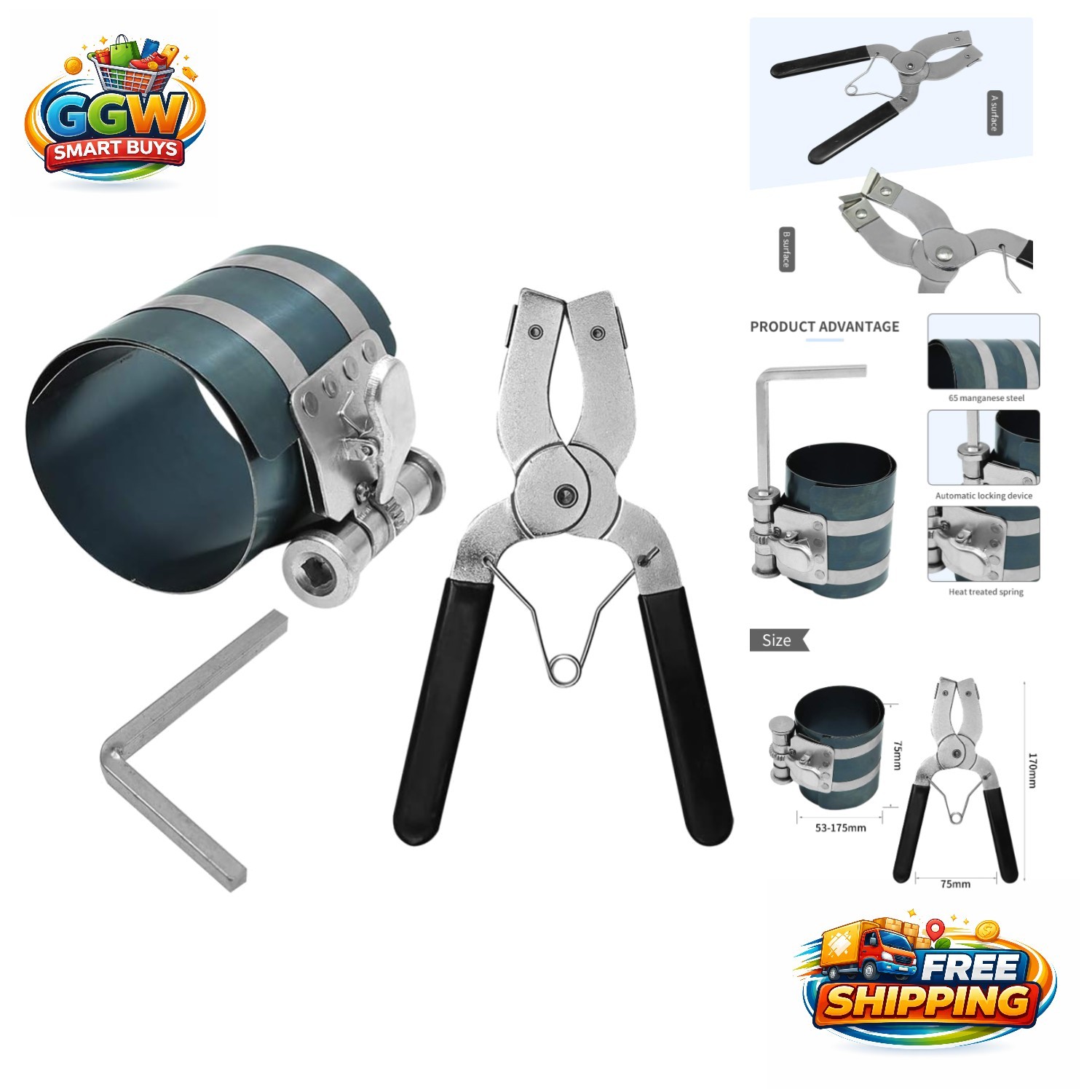 Durable Piston Ring Installer Pliers Kit – For Engine Maintenance 53mm to 175mm