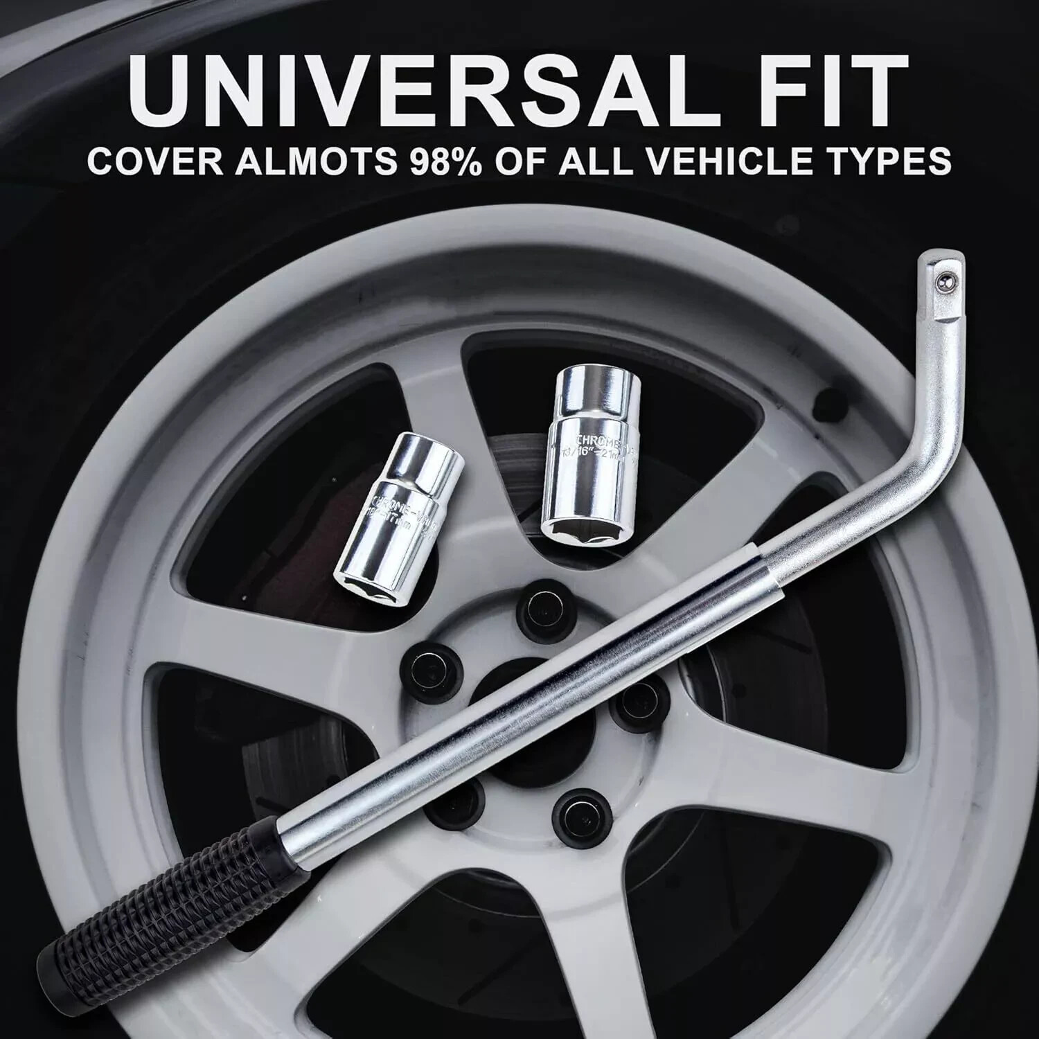 CARTMAN Telescoping Lug Wrench with Standard CR-V Sockets 17/19, 21/22mm