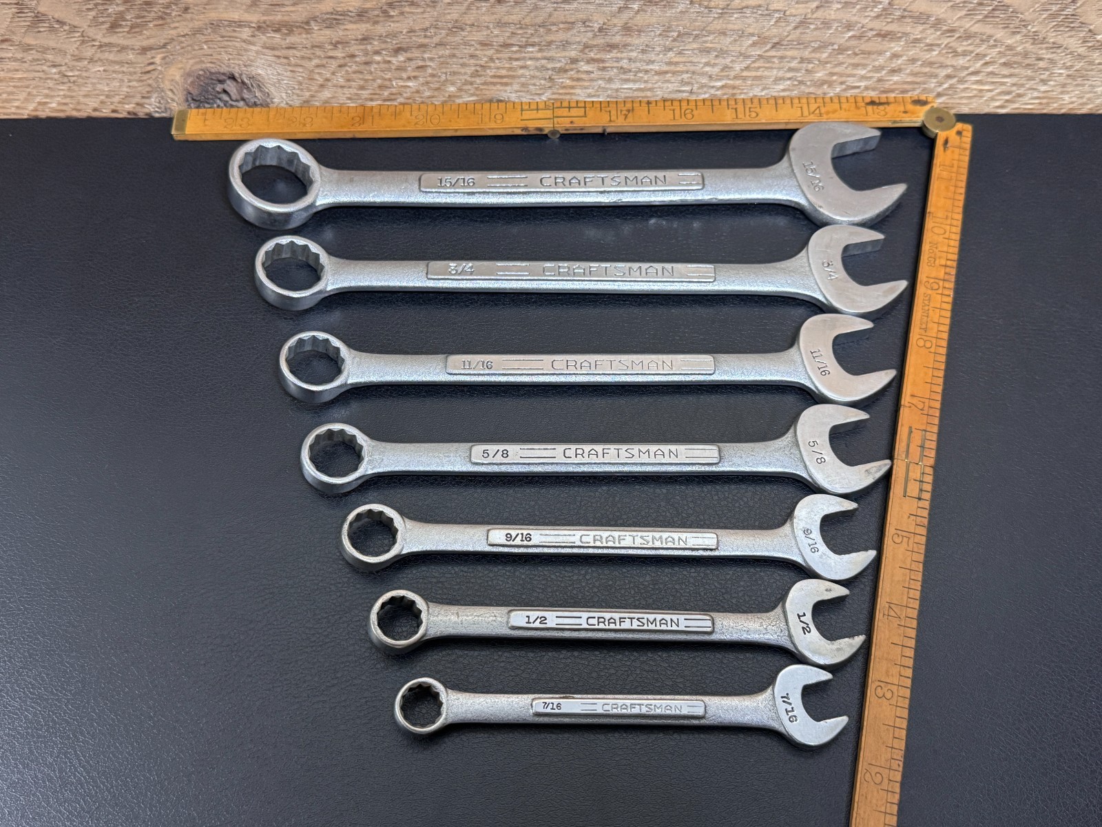 Vintage Craftsman =V= SAE Combination Wrench Set 7/16 to 15/16 7pc Forged in USA