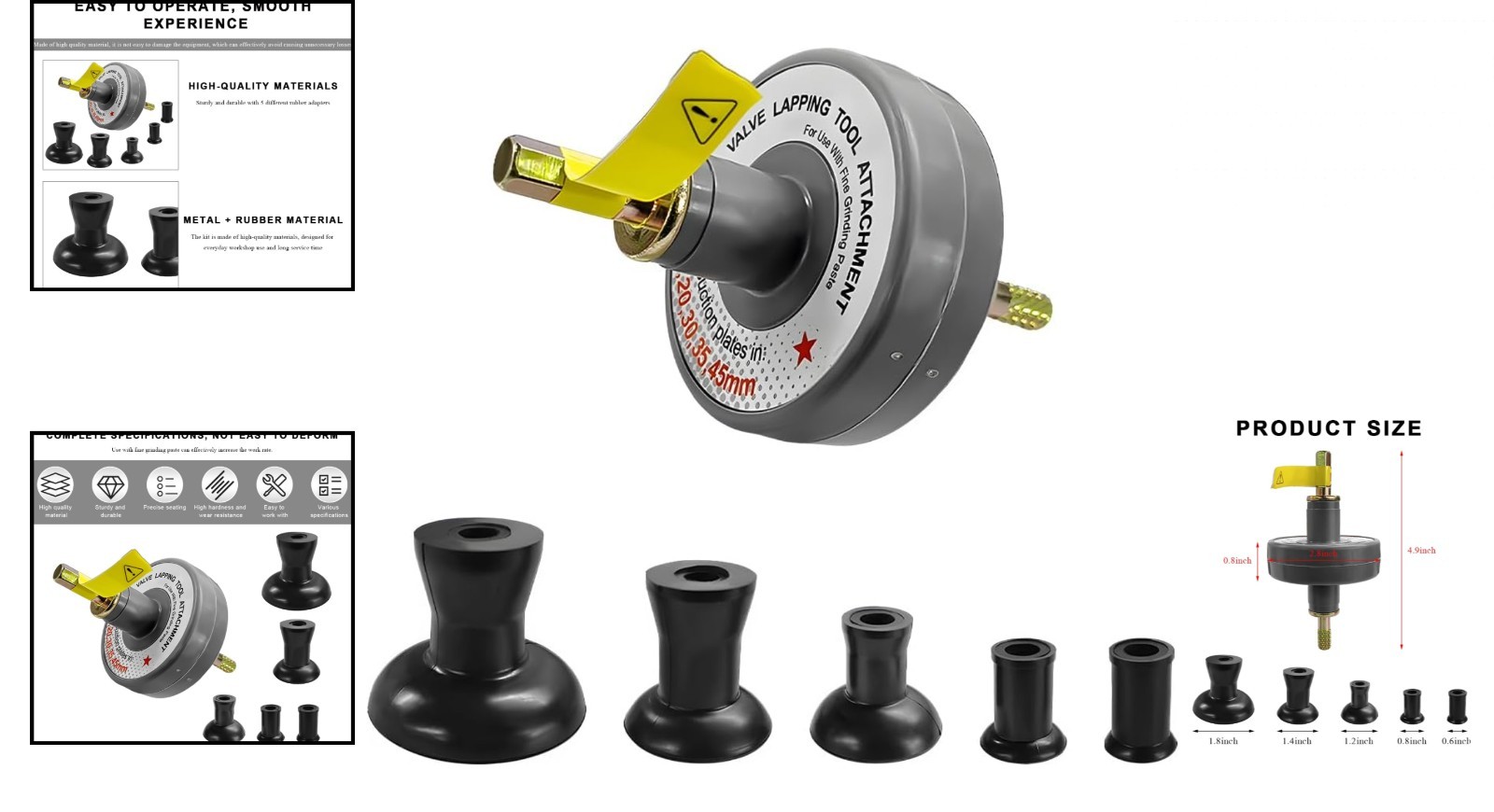 Valve Lapping Tool Kit Small Valve Lapping Tool & Compound Kit with 5 Suction…