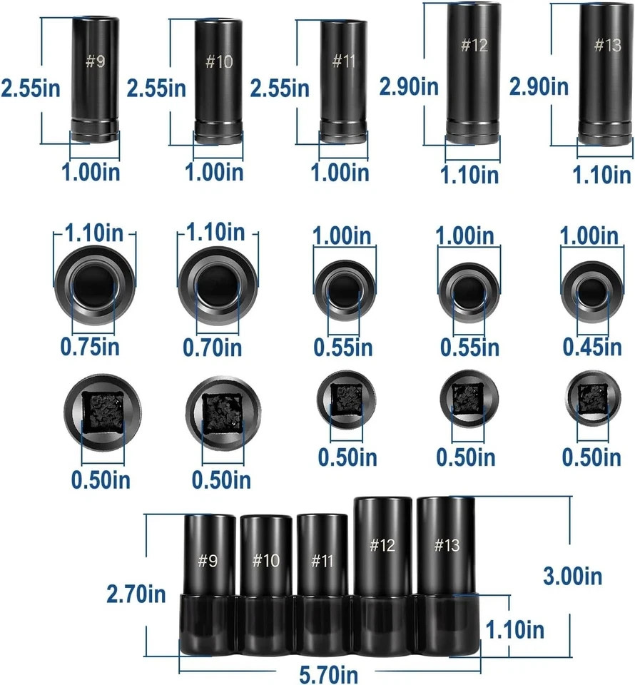 71670 Large Tap Socket Set, Fit 5/8″, 11/16″, 3/4″, 7/8″ & 1″ (16mm-25mm) Tap.