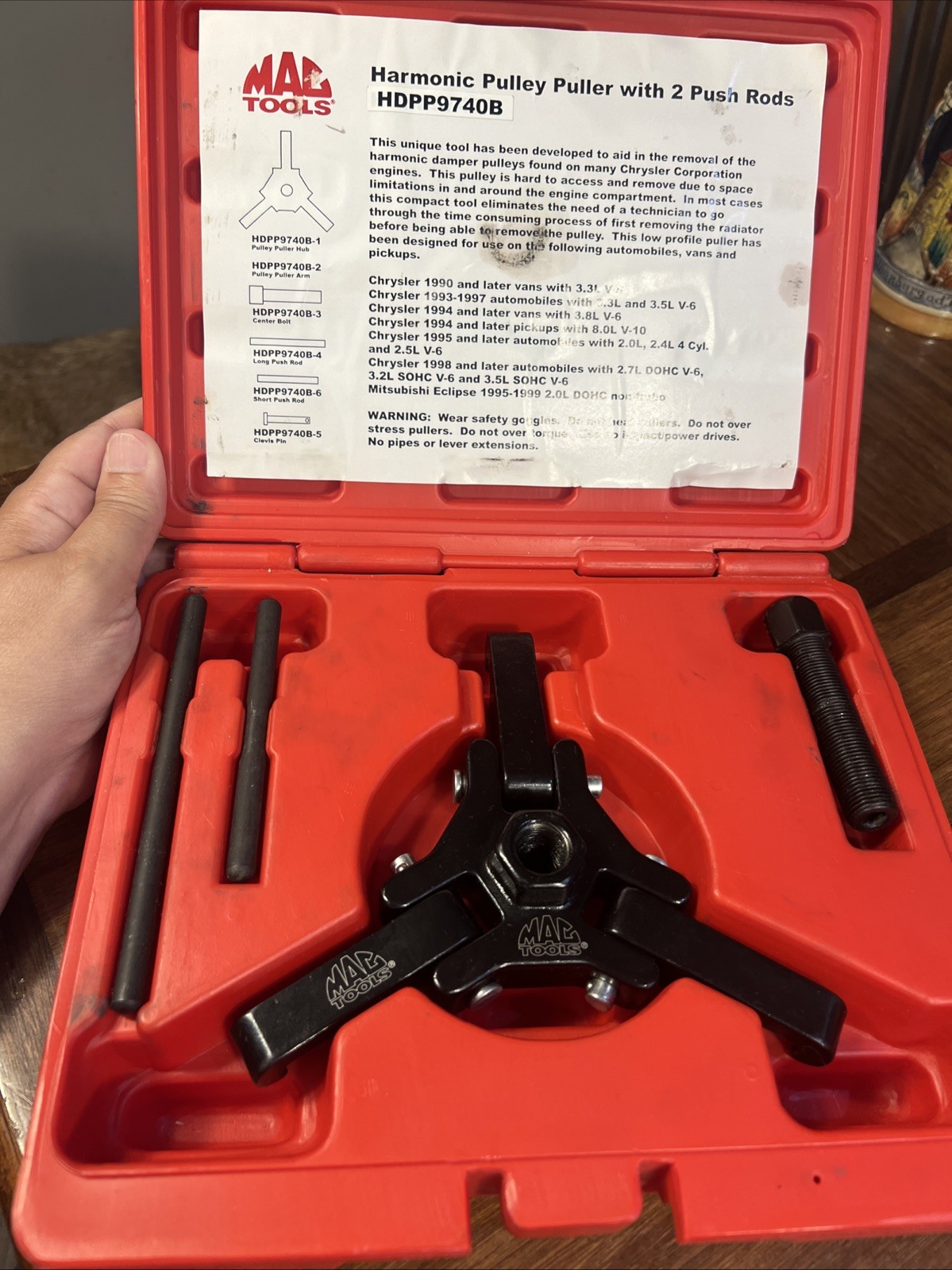 Pre-owned MAC Tools Harmonic Pulley Puller W/ 2 Push Rods HDPP9740B