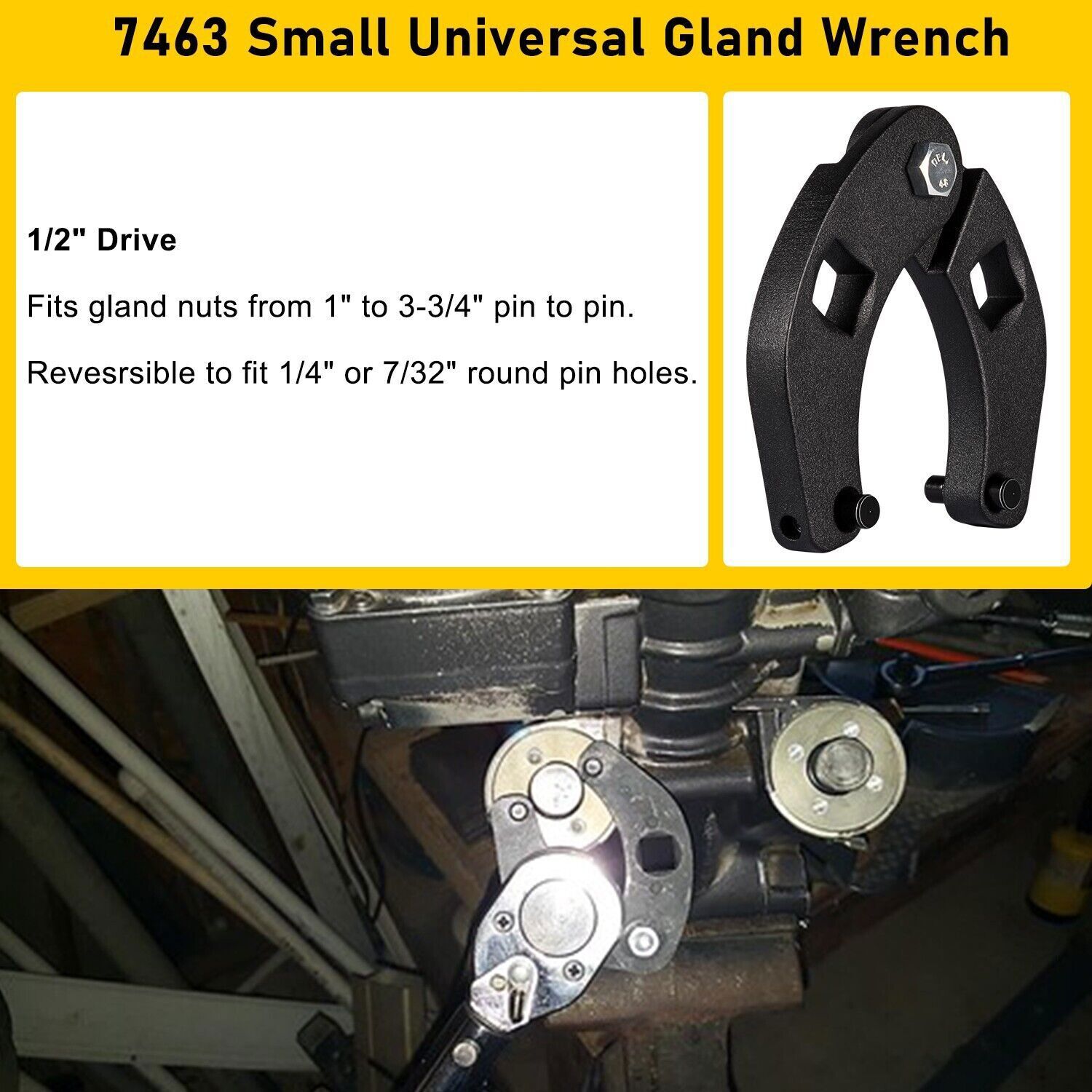 Adjustable Gland Nut Wrench 1266 & 7463 Spanner Tool Kit for Hydraulic Cylinder