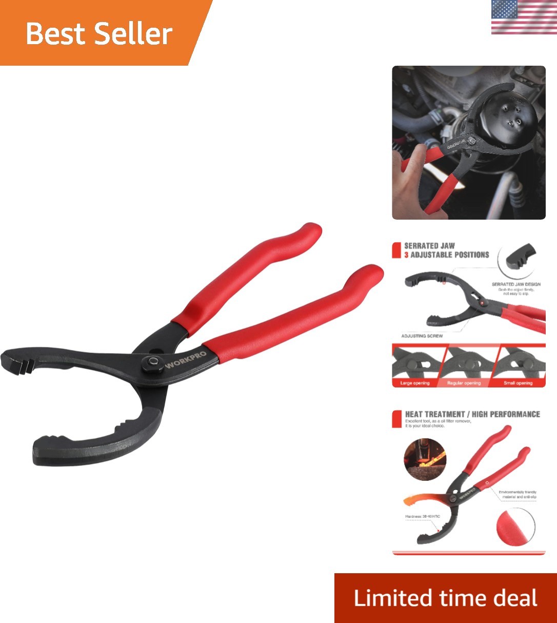 Bent Head 12″ Oil Filter Pliers – High Carbon Steel for Ultimate Durability