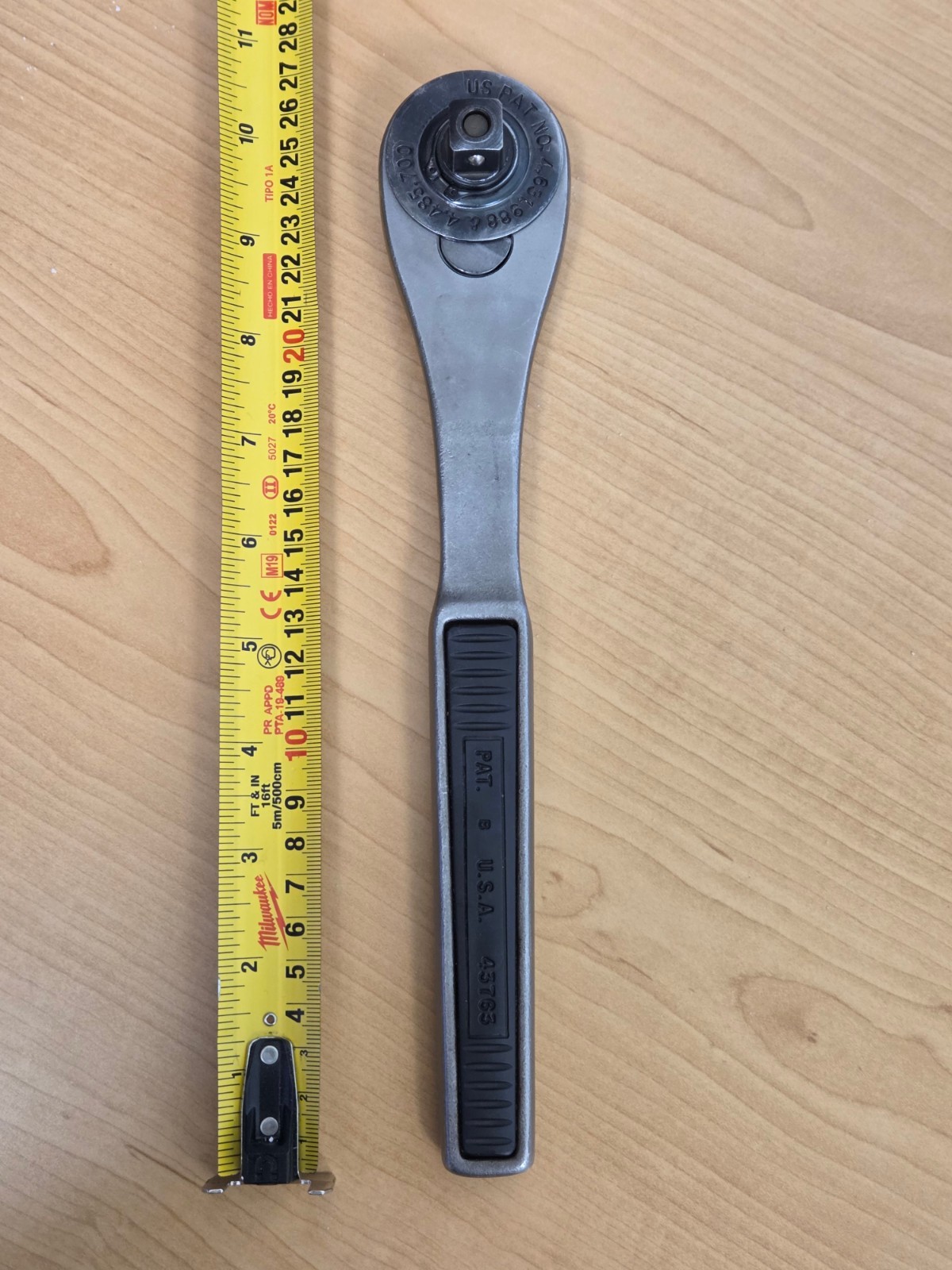 Vintage Craftsman 1/2″ Drive Stainless Steel USA 43763 Ratchet. Excellent Cond.