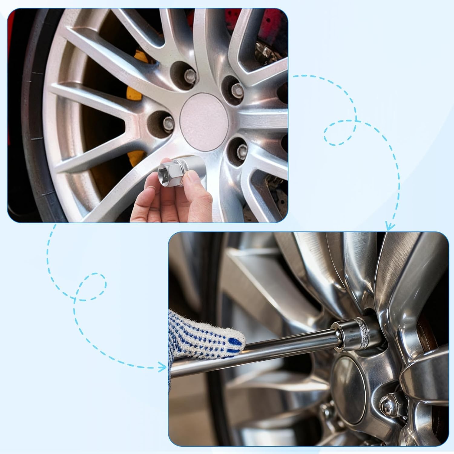 22PCS Locking Lug Nut Key Set Wheel Lock Removal Kit 521-540 Pattern