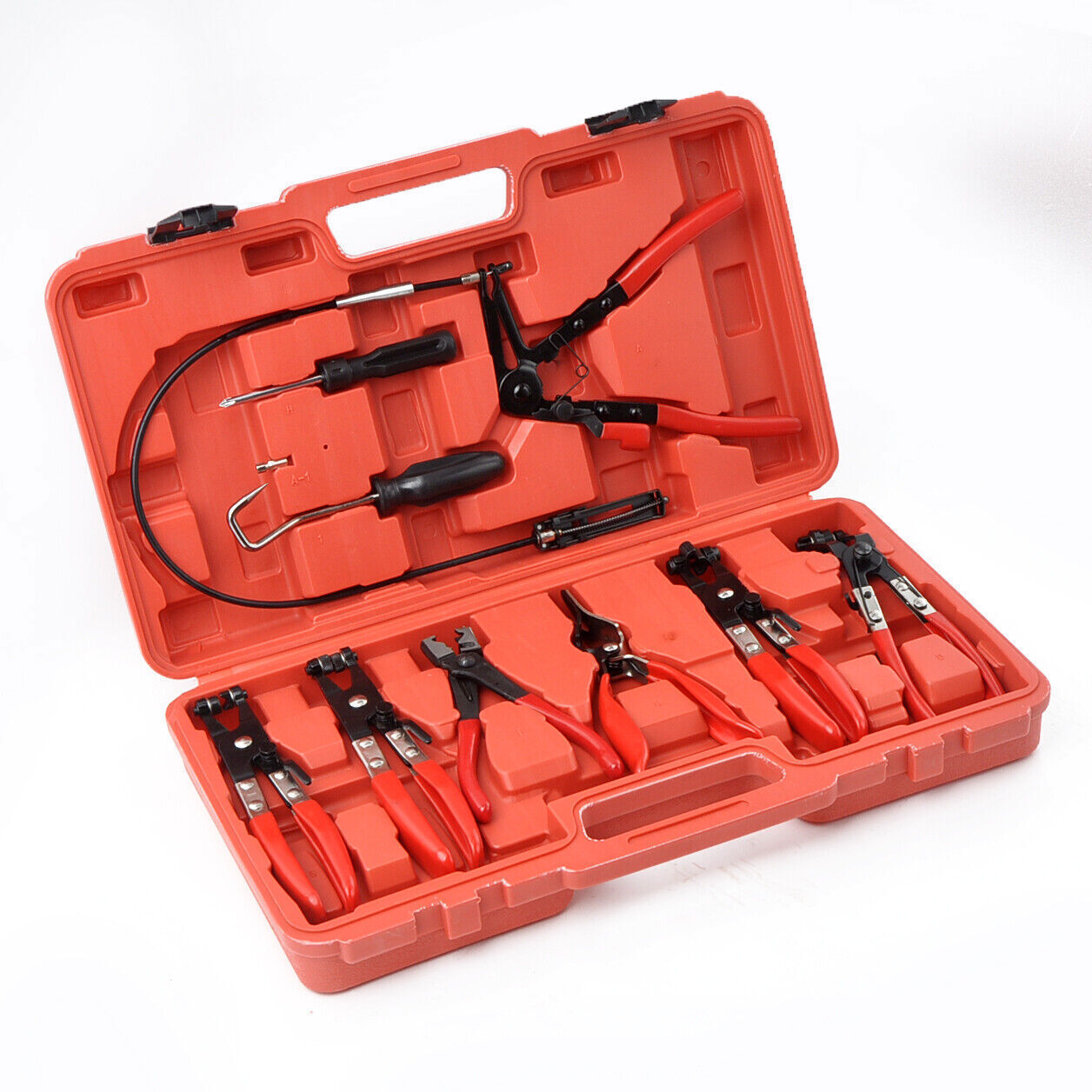 Pro 9PC Hose Clamp Clip Plier Set Swivel Jaw Flat Angled Band Automotive Tools