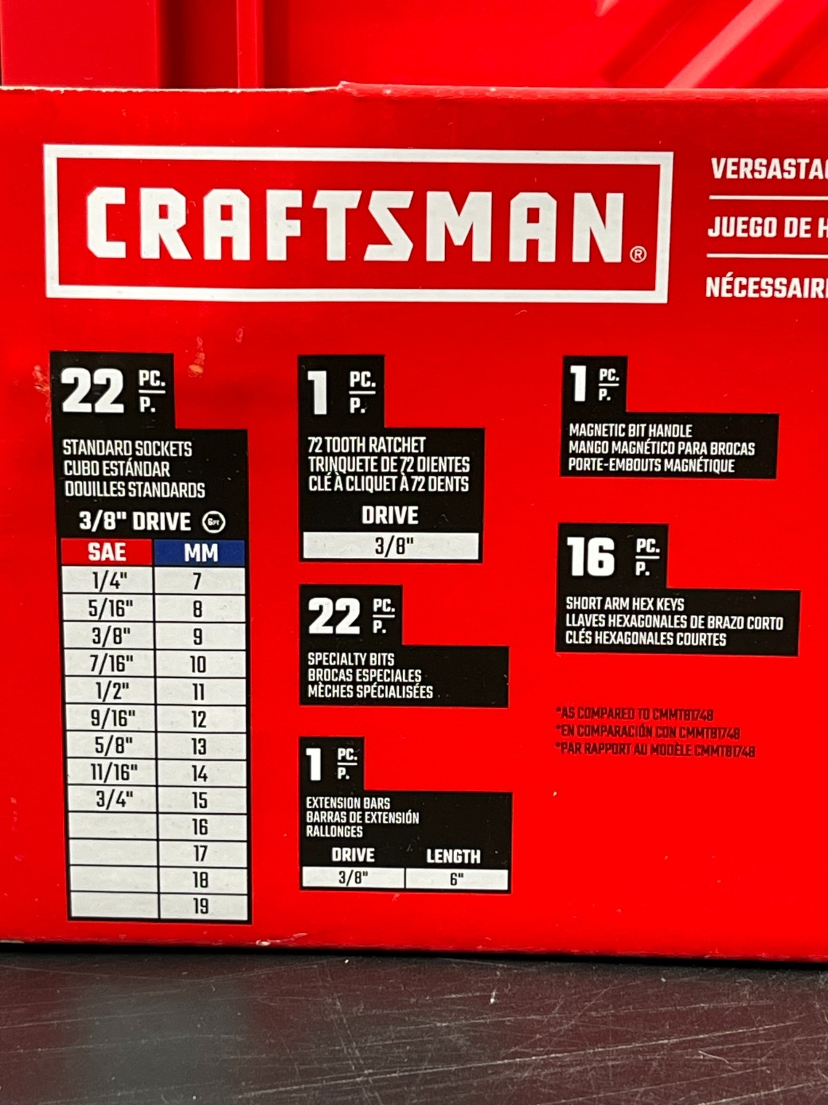 Craftsman 63 PC- SAE & Metric Chrome Mechanics Tool Set, Versastack, CMMT45163