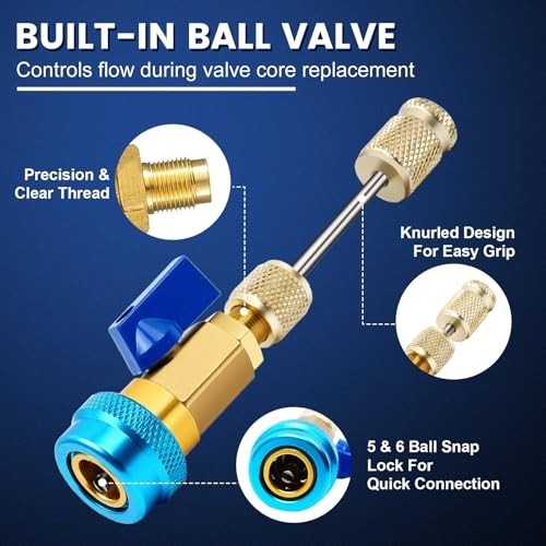 AC Valve Core Removal Tool Kit 60pcs Schrader Remover Installer R134a R1234YF