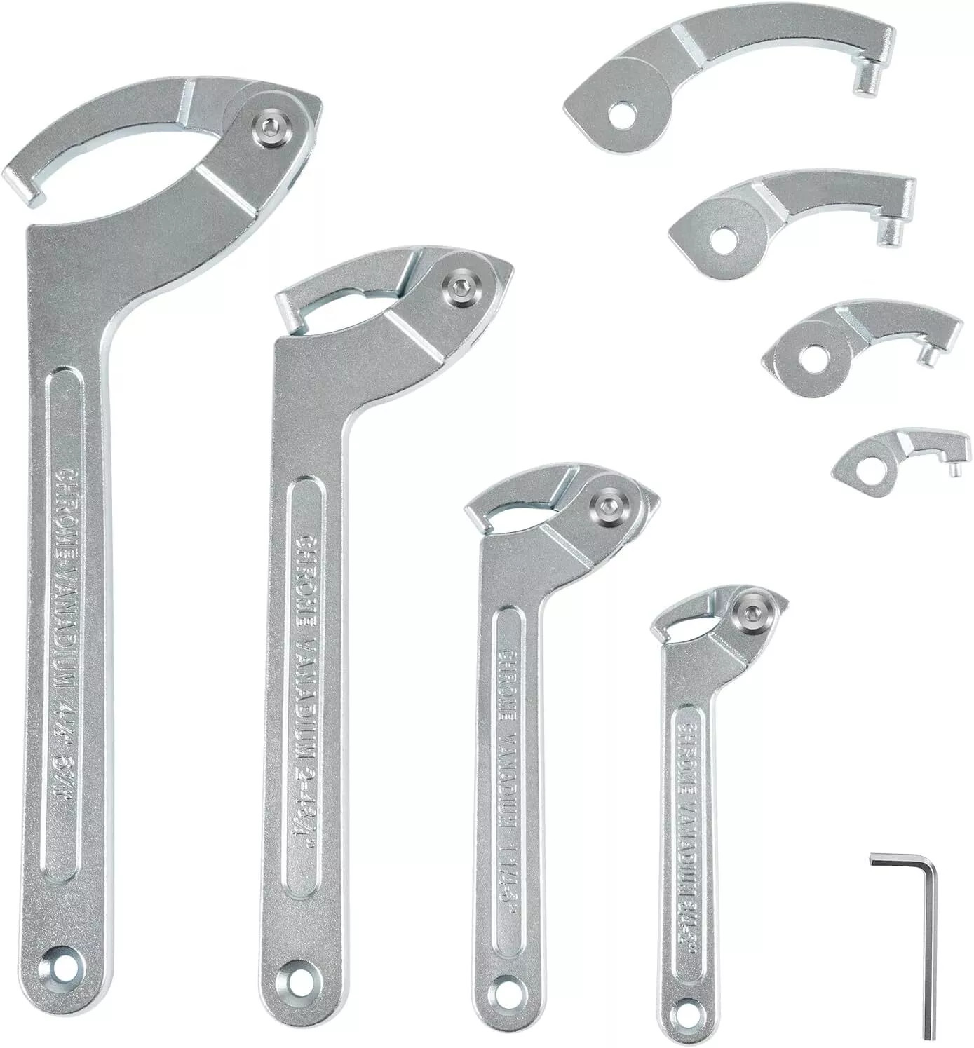 8 Pack Adjustable Hook C Pin Spanner Wrench Tool Set Nut Wrench 3/4″ to 6-1/10″