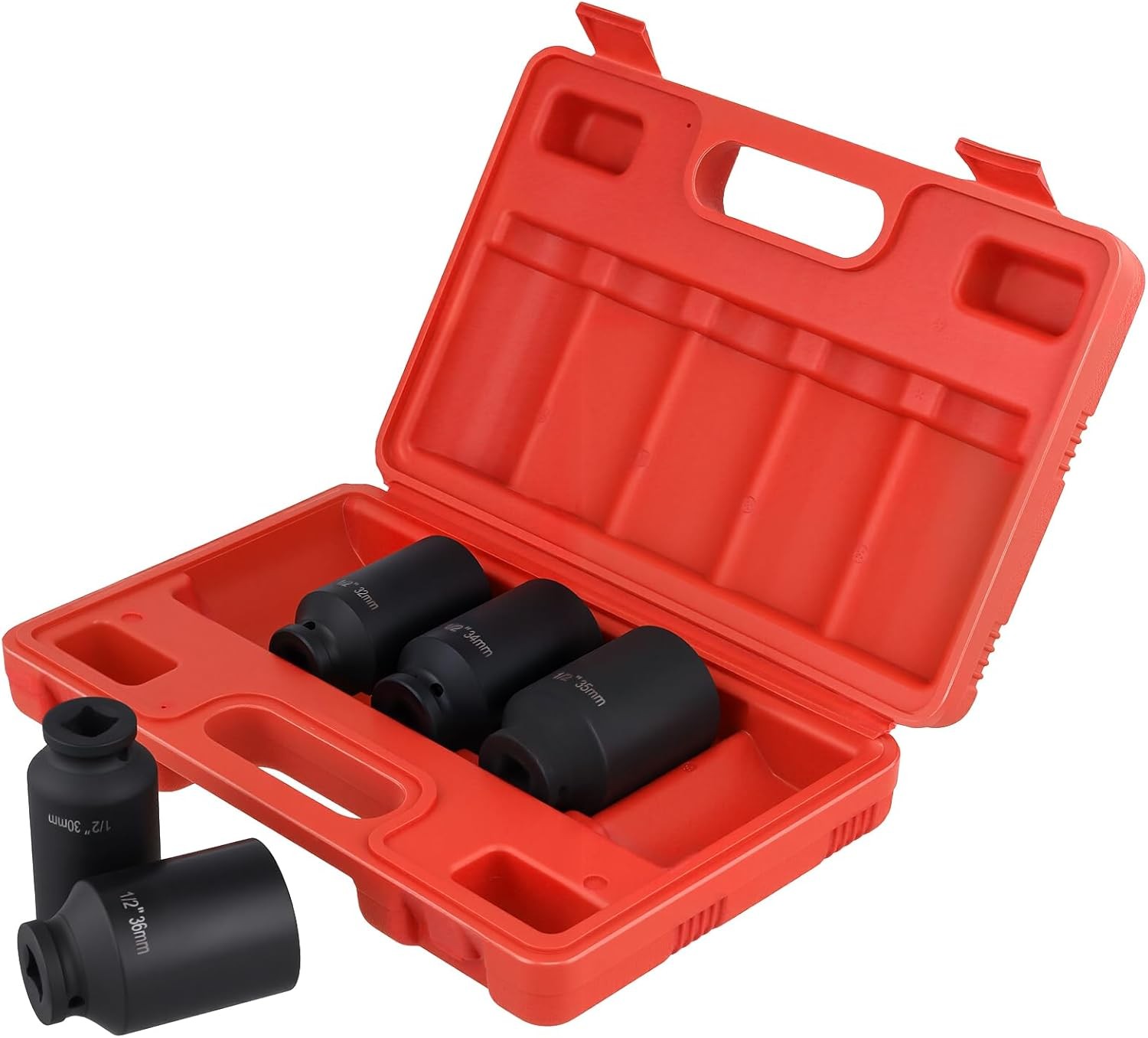 1/2″ Drive 12 Point Deep Impact Socket Set 5PCS 30mm 32mm 34mm 35mm 36mm