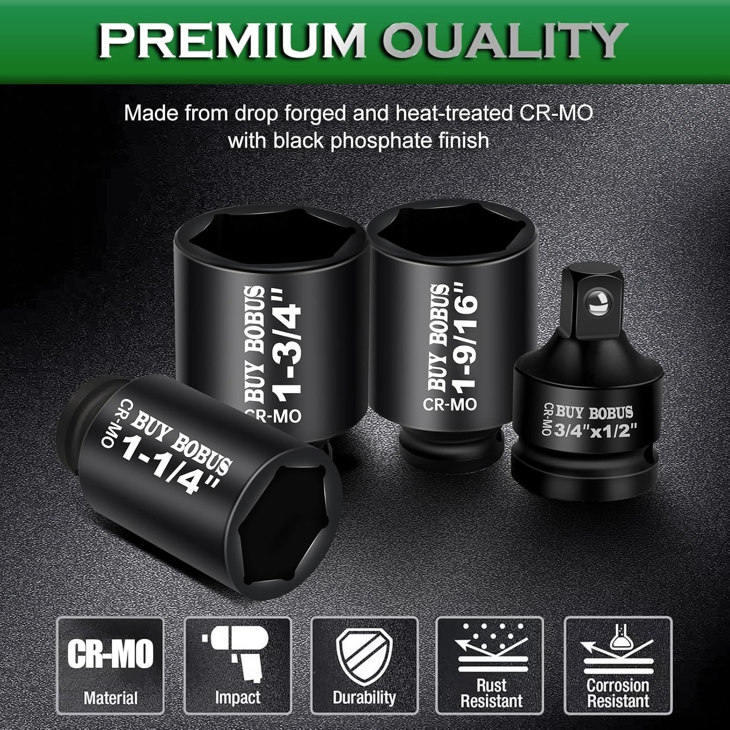 Lifetime Guaranteed 9-Piece Impact Socket Set – 1/2″ Drive for Professional Use