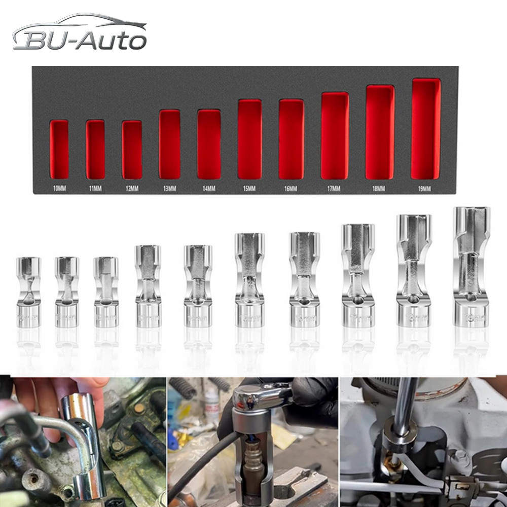 12030 Flare Nut Socket Set 3/8″ Drive Fuel Line Socket Wrench 10mm-19mm 10PCS