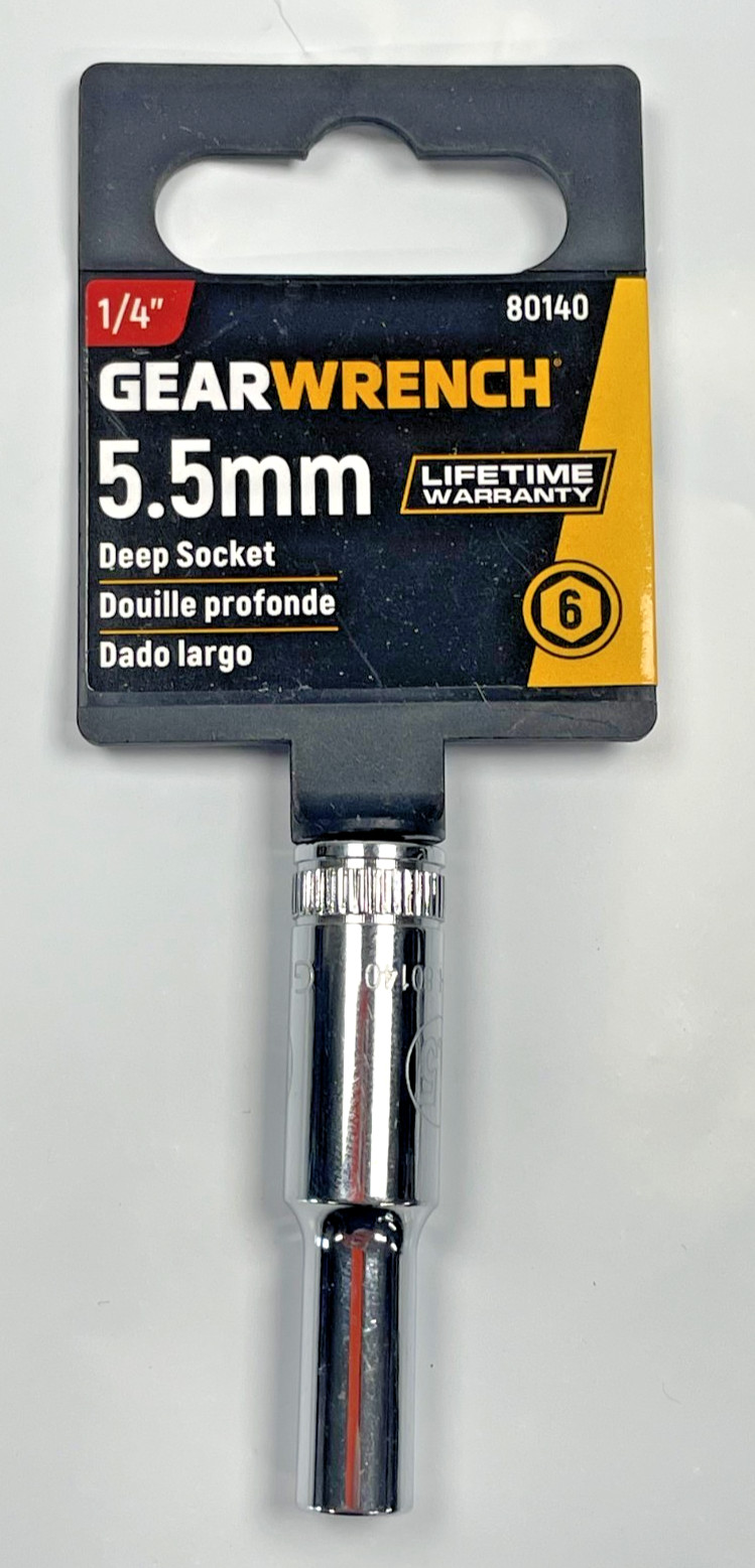 5.5 mm Deep Socket GearWrench # 80140 – 1/4″ drive Polished 6 Point Deep Socket
