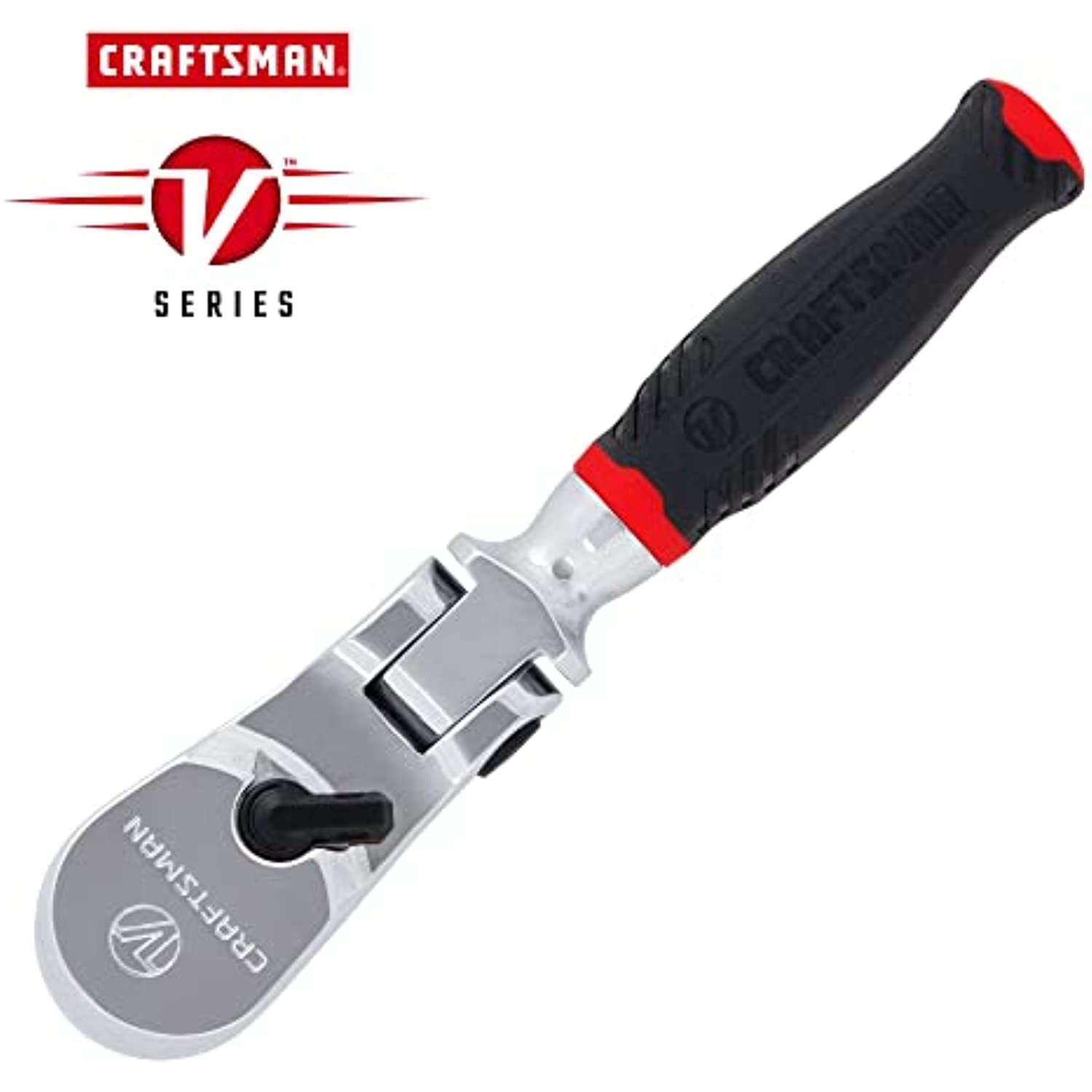 Craftsman V-SERIES Ratchet, 1/4 Inch Drive, 80-Tooth, Flexible Head Comfort Grip