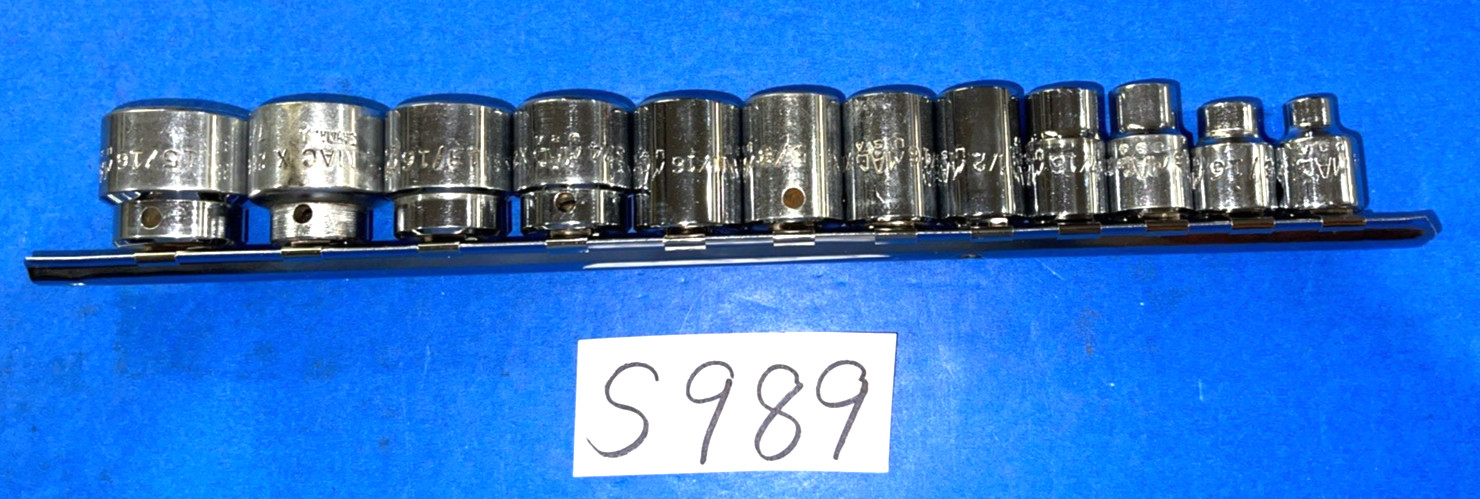 MAC TOOLS 12 PIECE 3/8 DRIVE SAE SHORT CHROME SOCKET SET 6 POINT 1/4 TO 15/16