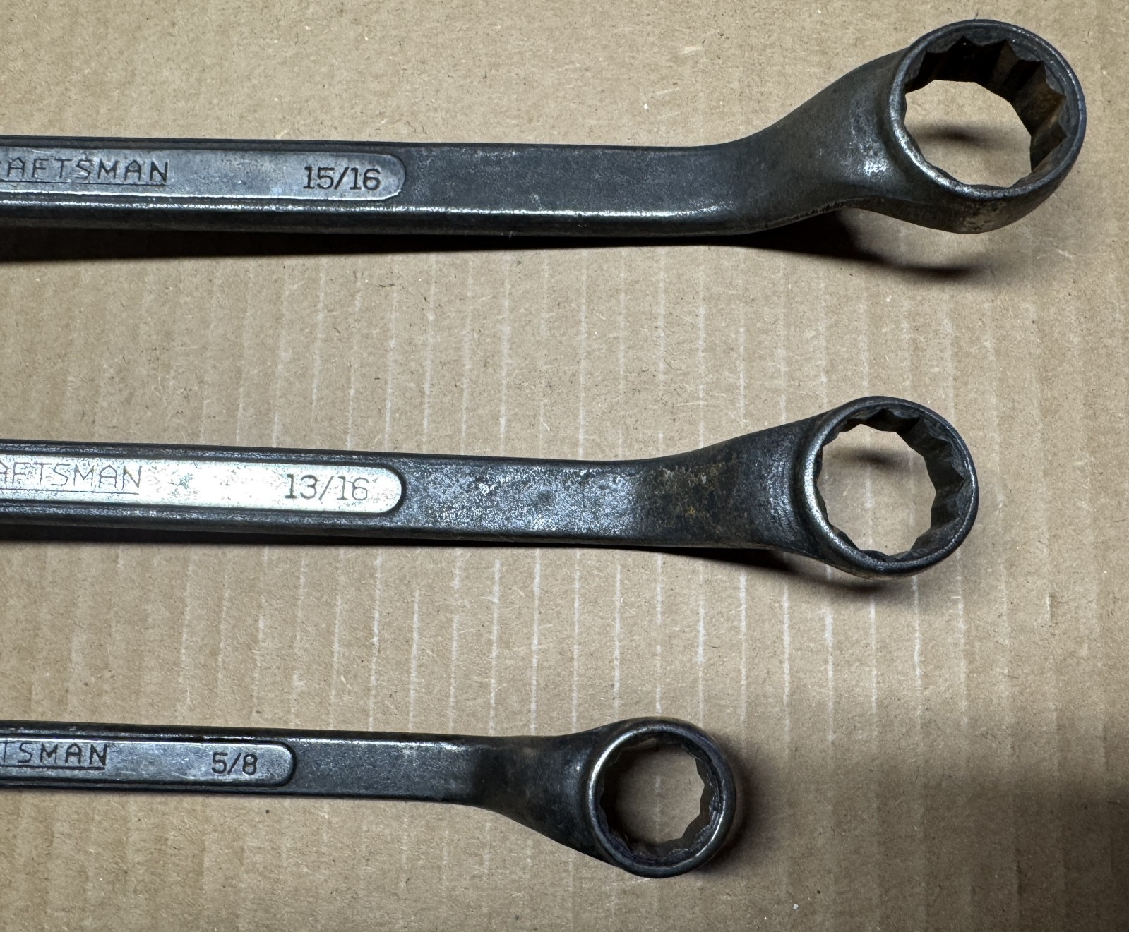 Set of 3 Craftsman Forged USA Cl Series Offset Double Box End Wrenches 5/8 to 1″