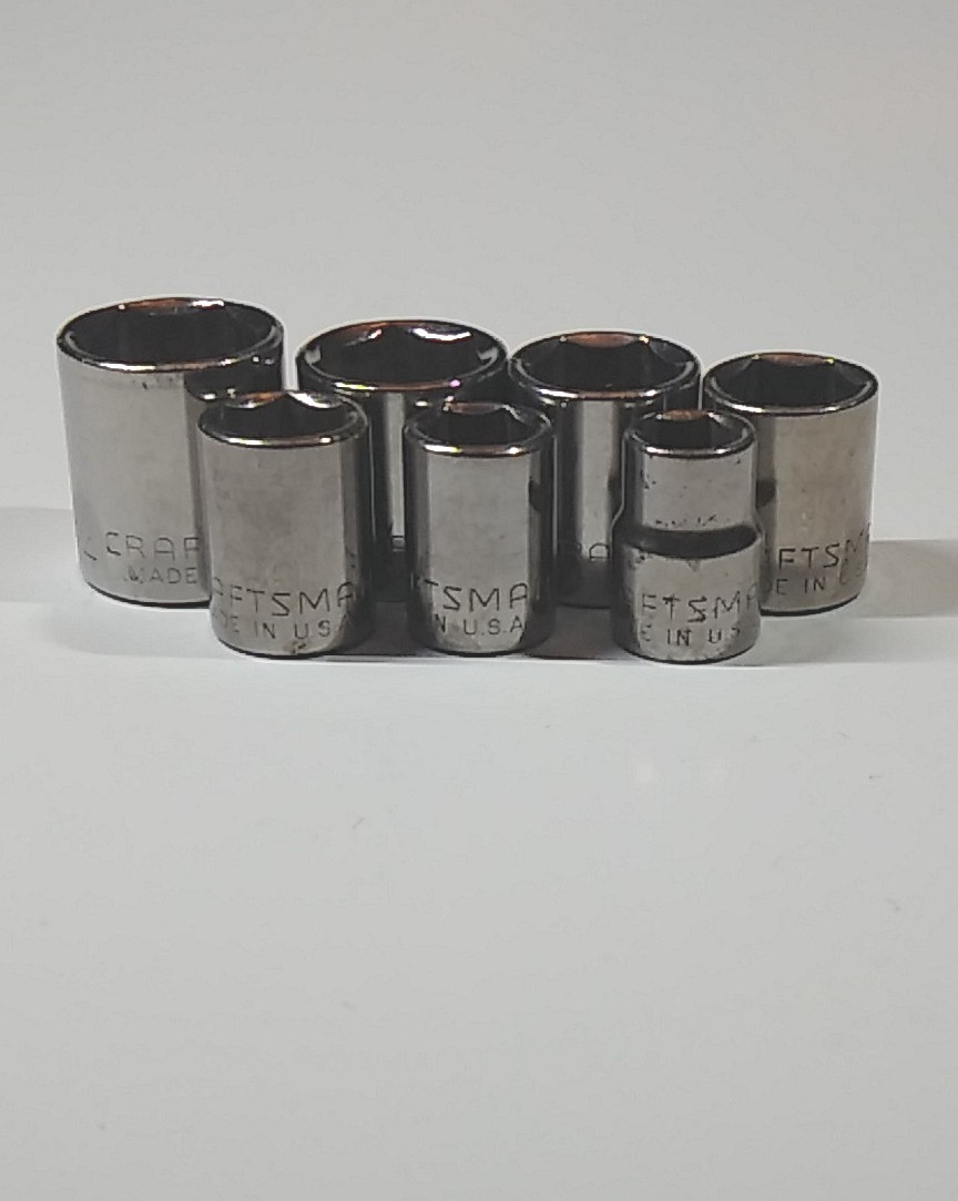 Craftsman-G-Series 38 Drive 6 Pnt SAE Shallow 7 Piece Socket Set Made In USA