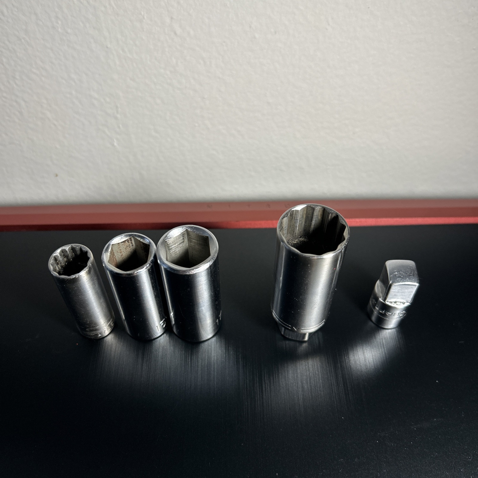 Craftsman 3/8-1/2 Socket Adapter & 4 Deep 1/2 Sockets =v=, 15mm, 17mm, 13/16=v=