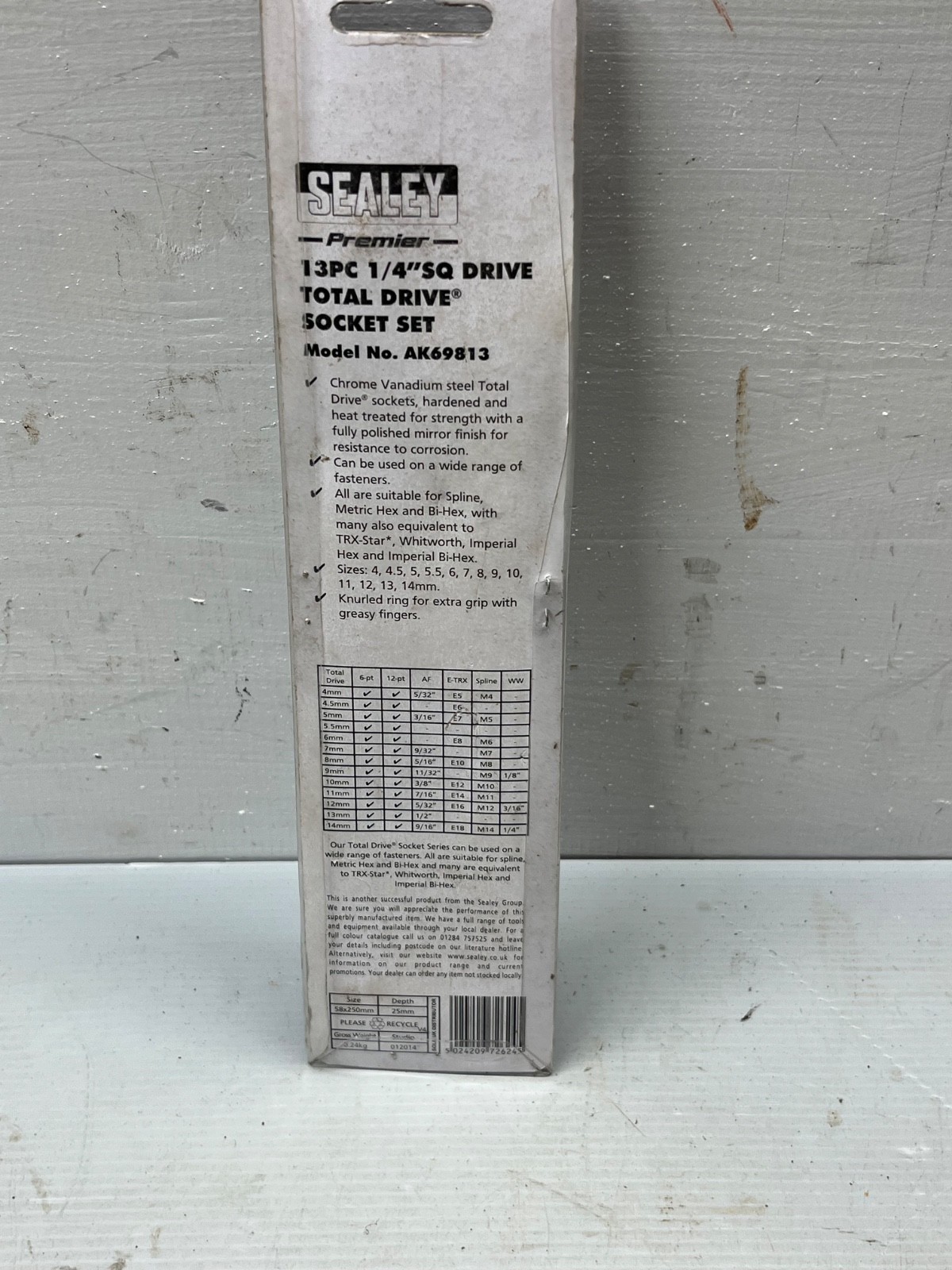 SEALEY 13PC SOCKET SET AK69813 4 4.5 5 5.5 6 7 8 9 10 11 12 13 14