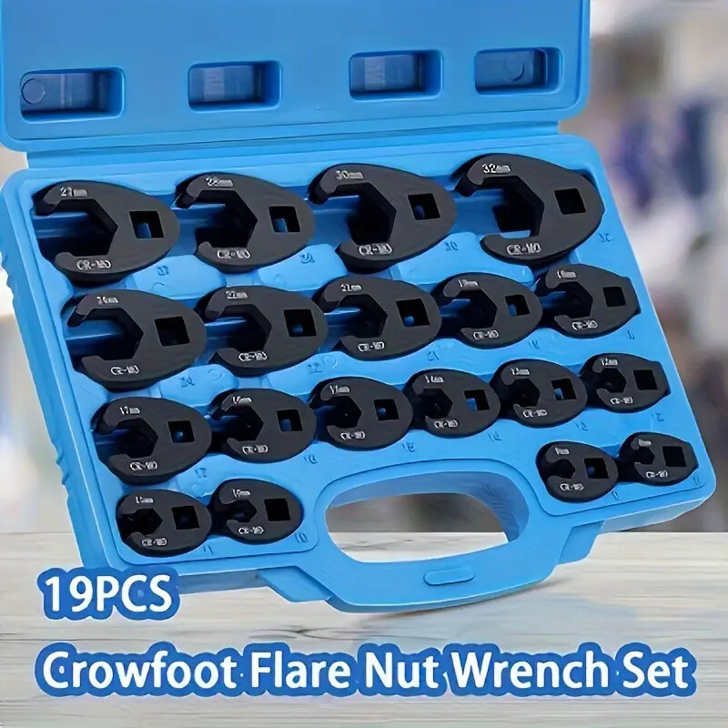 Crows foot Wrench Set 1/2″ and 3/8” Drive Flare Nut Crowfoot Wrench Set Metric