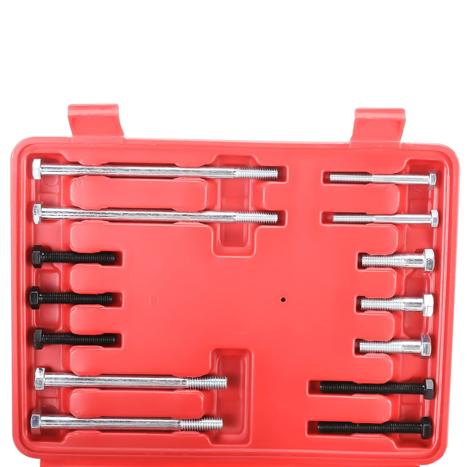 KUNTEC 46Pcs Harmonic Balancer Puller Kit – Flywheel Remover, Crankshaft Red