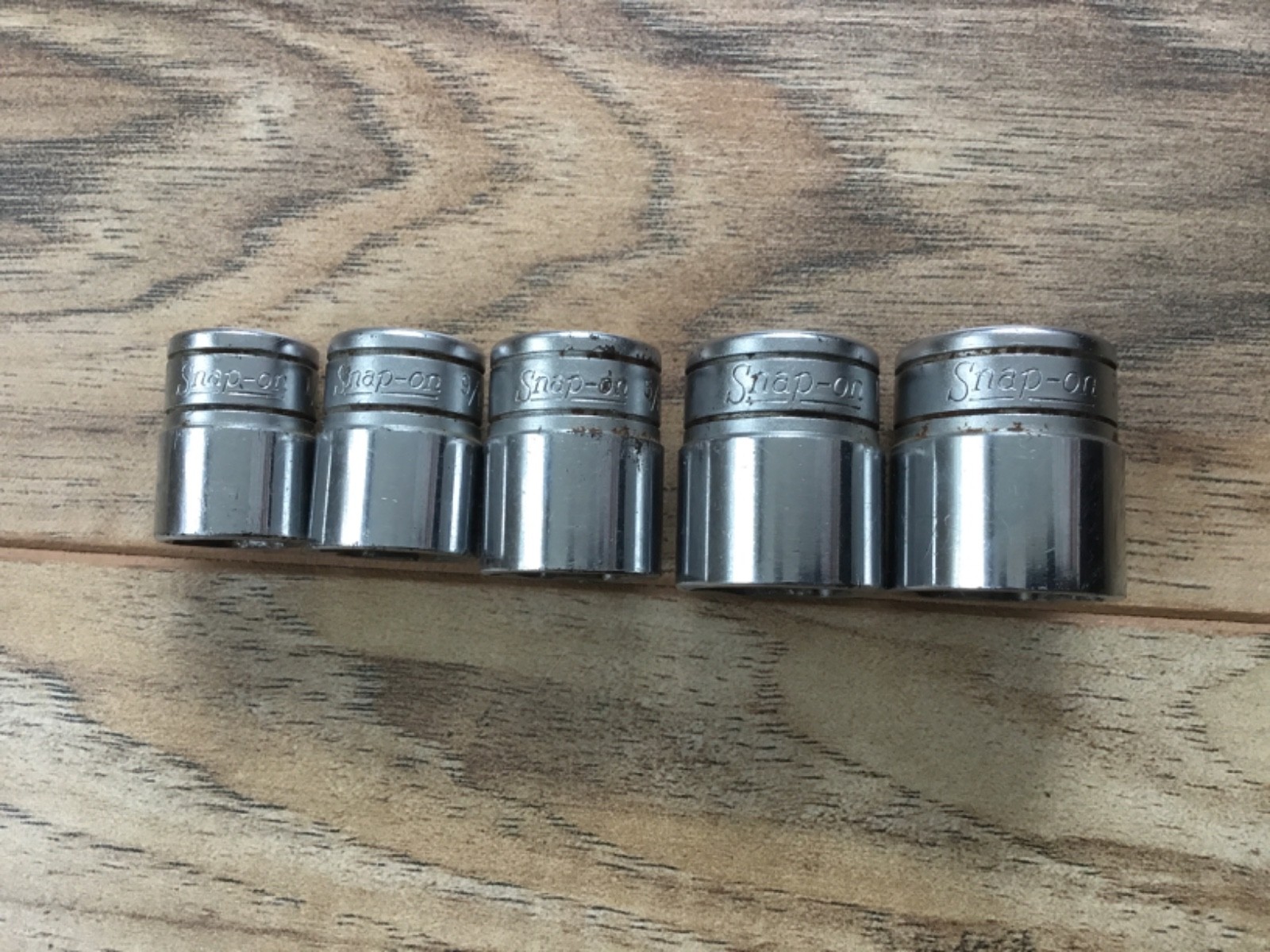 Snap-On 5 Piece Socket Lot – FS Series 3/8″ Drive 6PT, 1/2″ to 3/4″ USA