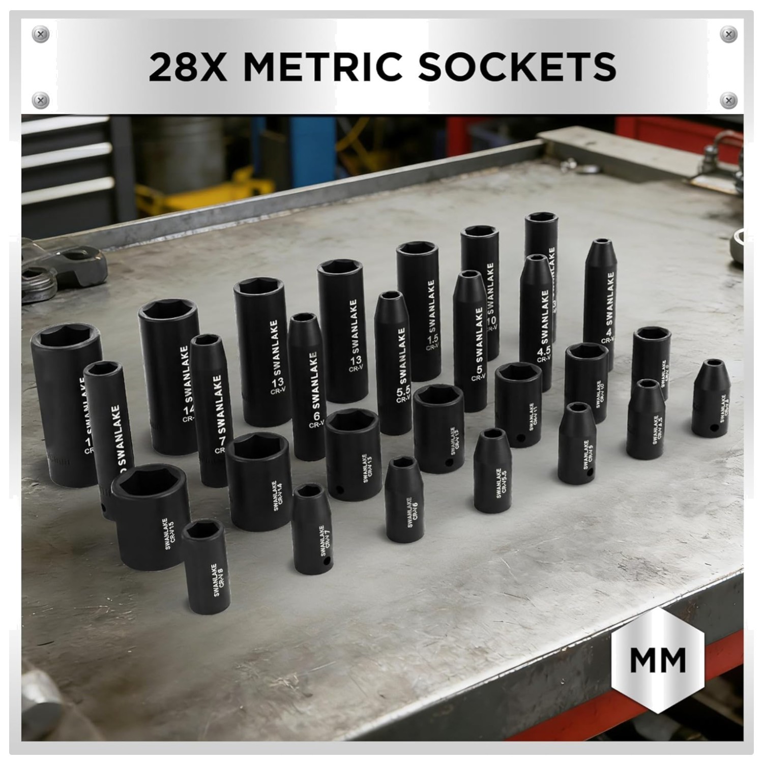 SWANLAKE 1/4″ Drive Socket Set, 56-Pc SAE/Metric, Cr-V Steel