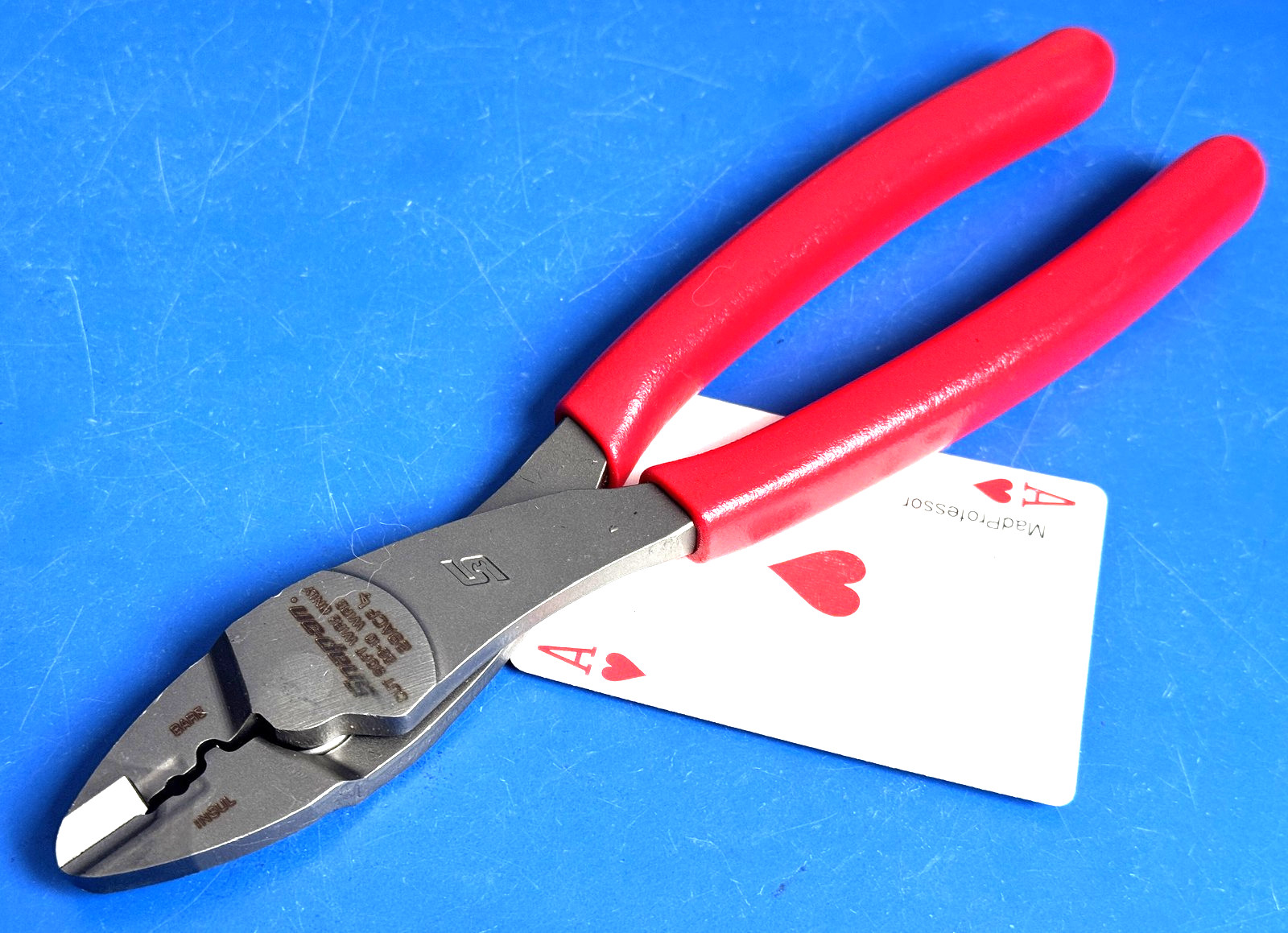 Snap-on 9″ Red Cushion Grip Wire Terminal Crimping Cutter tool Pliers 29ACF NEW