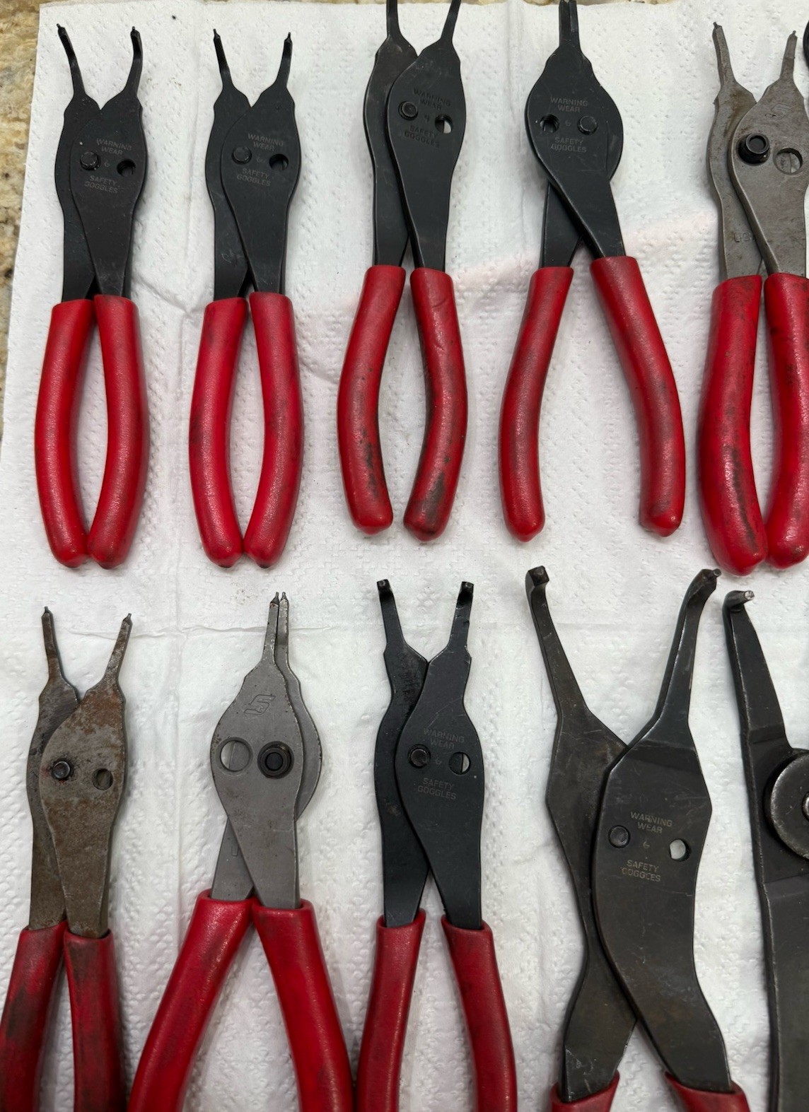 16 Snap On Snap Ring Pliers All Different Sizes Please See Pictures Adjustable