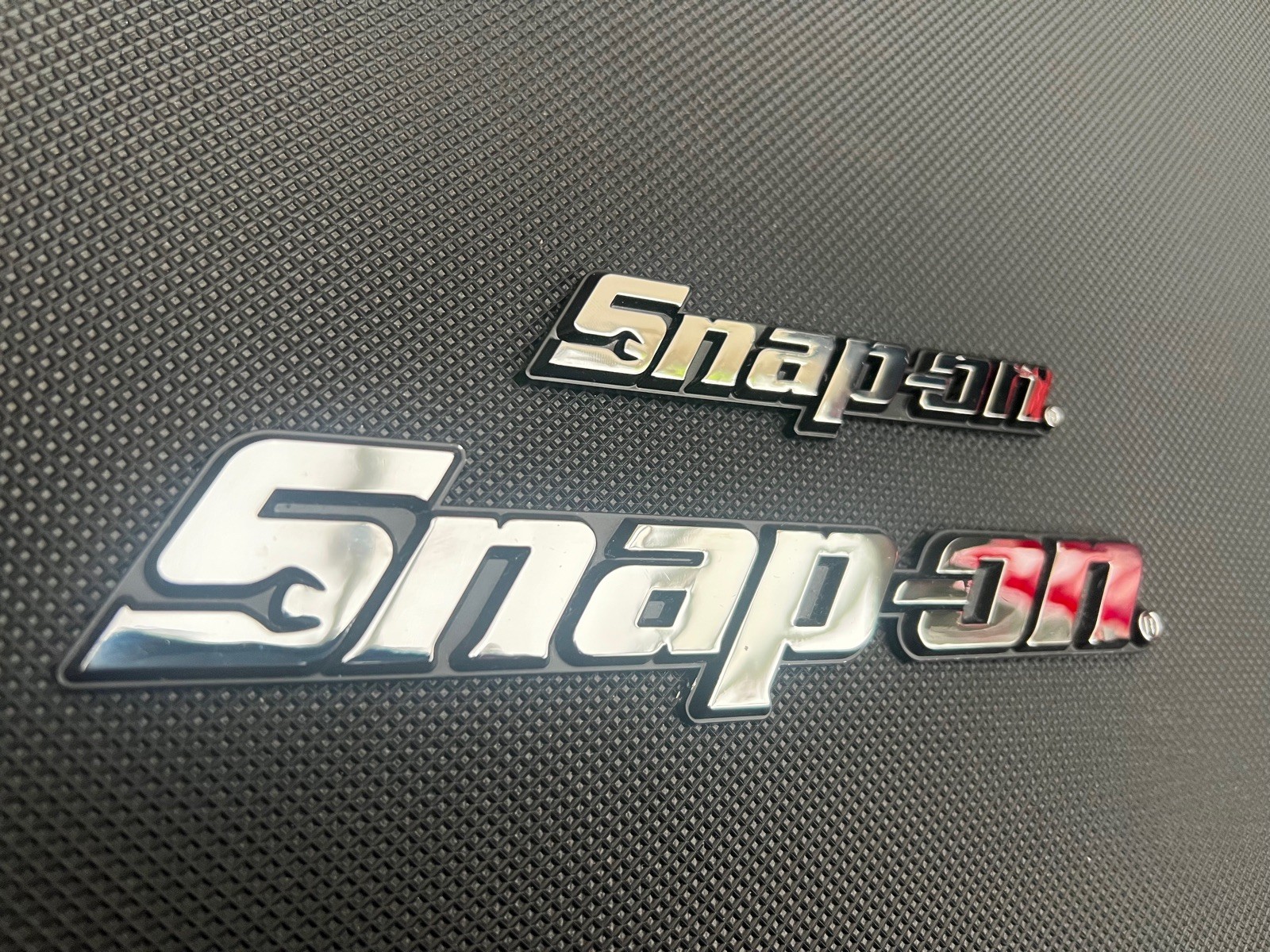 New Snap On LOGO 8” METAL Toolbox Roll Cab chrome Badge Logo Emblem Sticker .