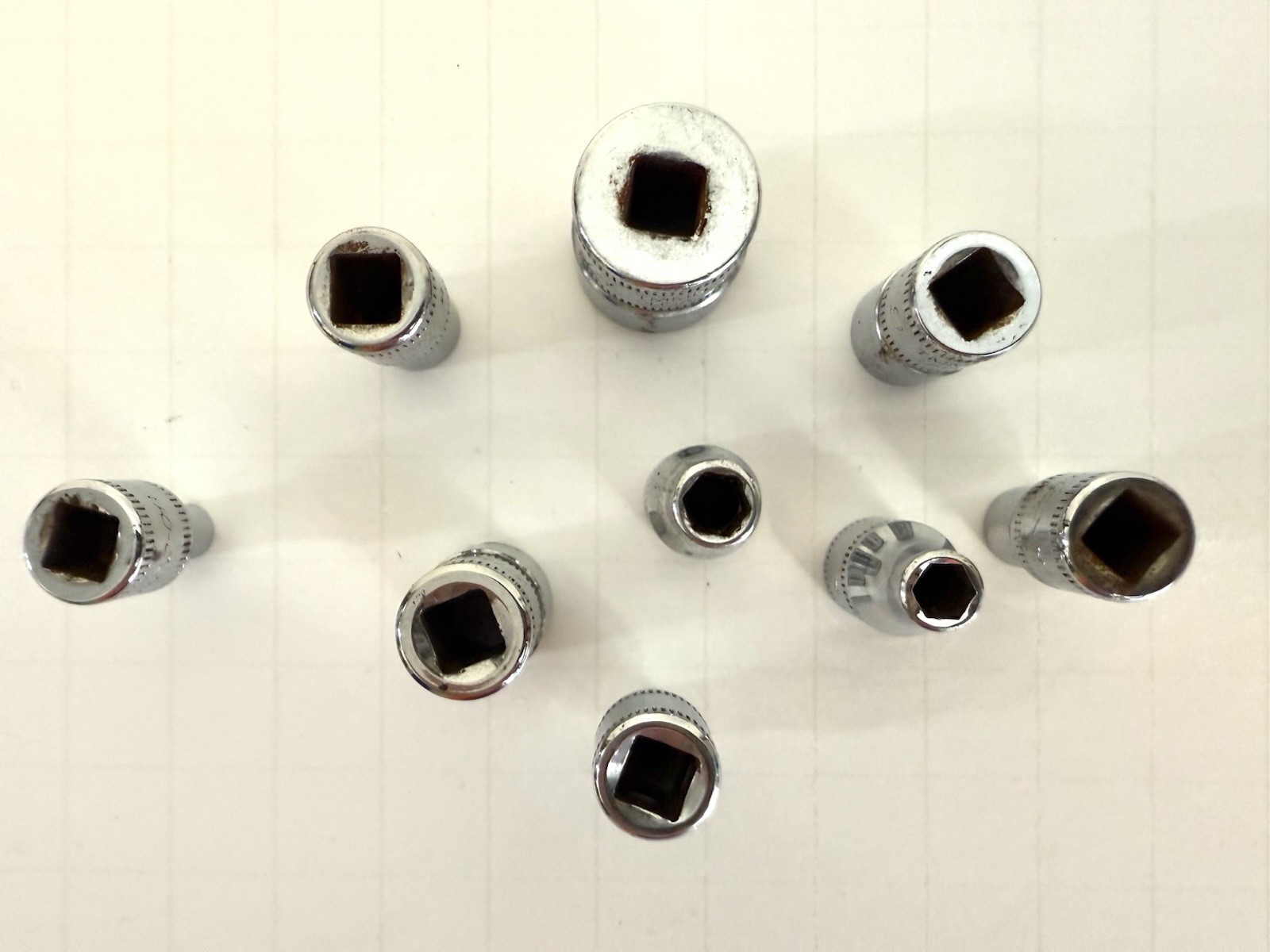 Snap-on 9 pc Shallow Socket set (2) TMM4 TMM5 TMM55 TMM6 TMM7 TMM9 TMM10 TMM14