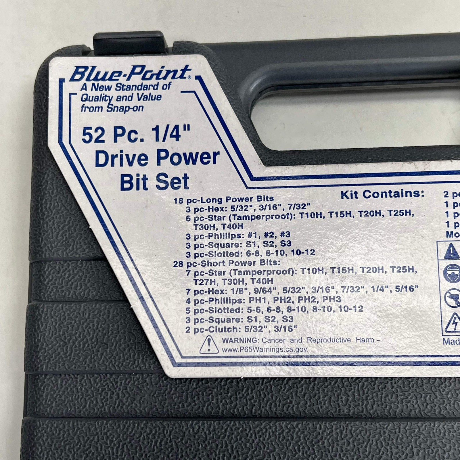 BLUE POINT Power Bit Set for Use W/ Snap on 52 pc 1/4″Drive YA52PBSQC