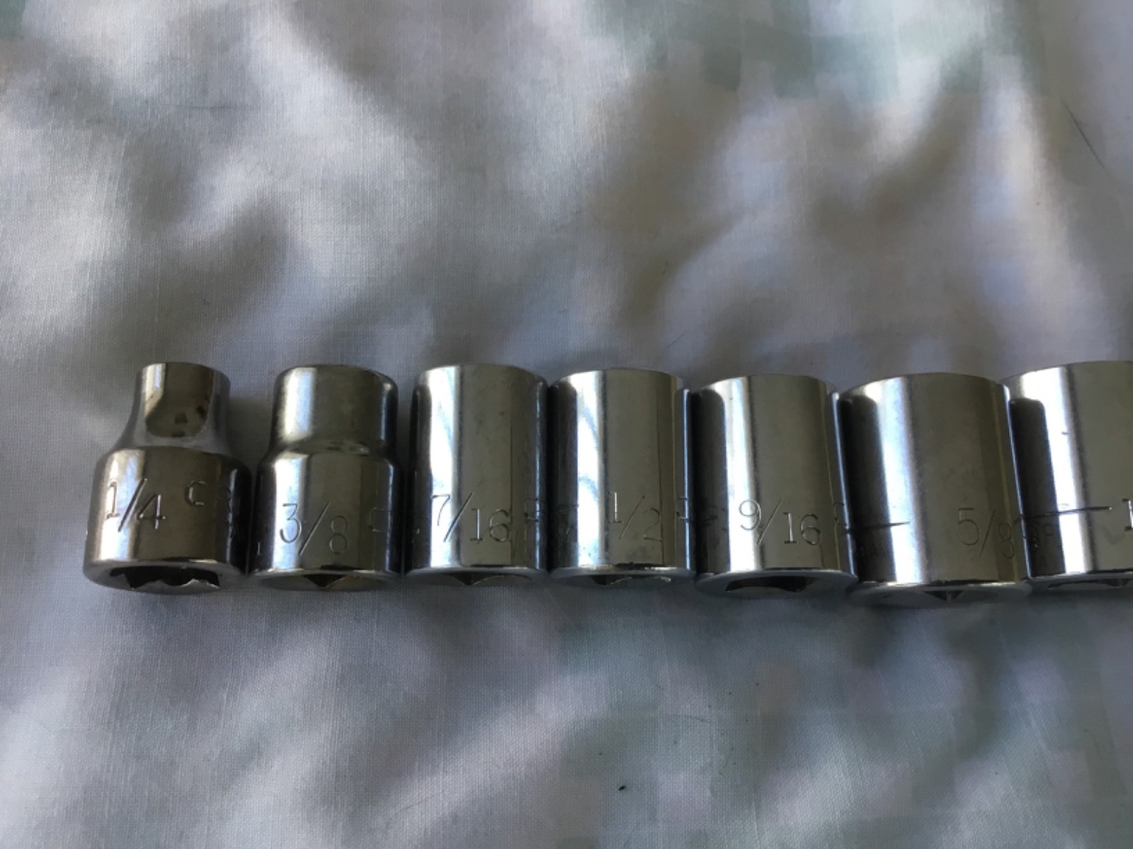 9 Pc CRAFTSMAN 3/8 Drive -G- SAE 12pt Sockets 1/4” – 13/16” Shallow USA
