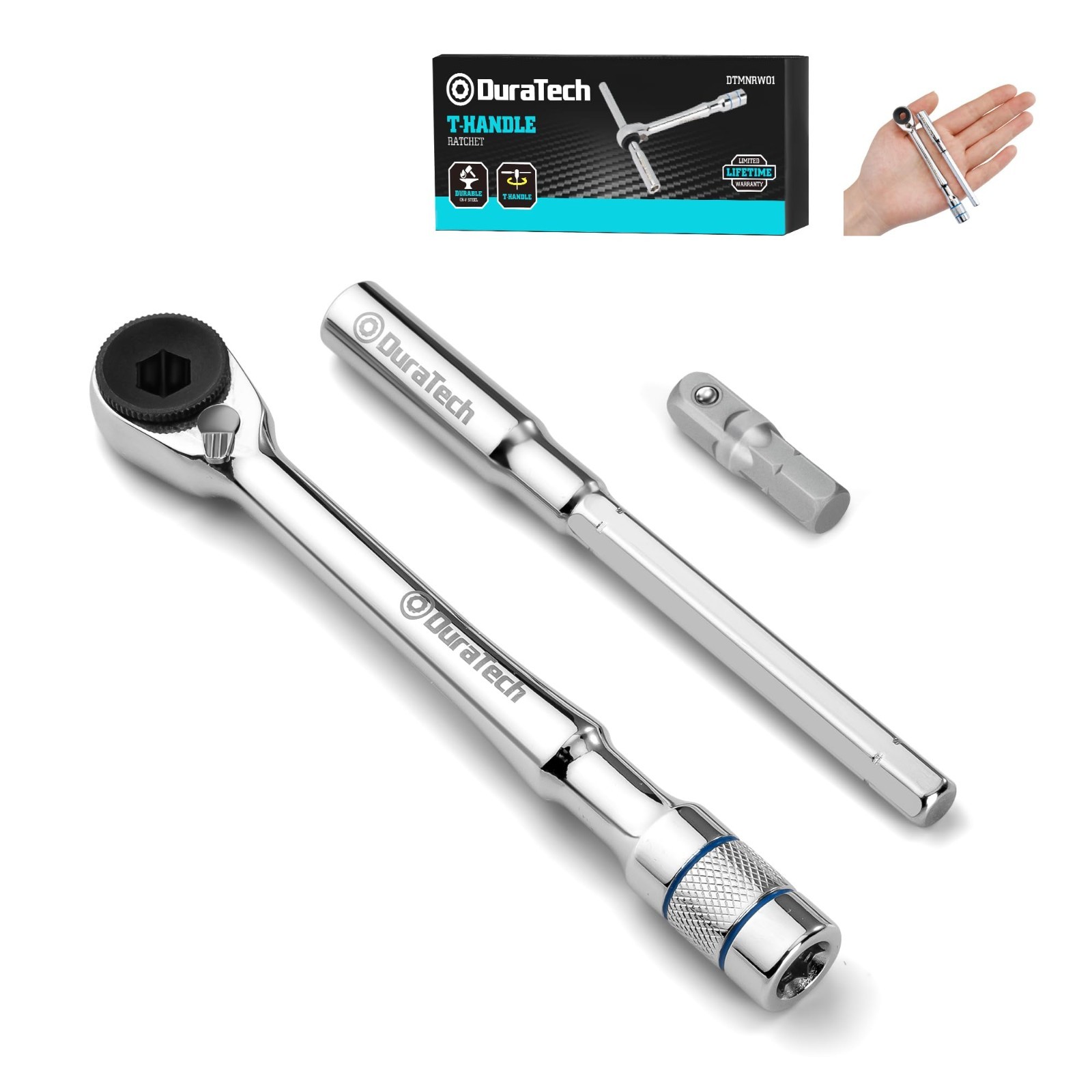 1/4 T-Handle Ratchet, Mini Ratchet Wrench with Hex Bit Extension Set, Compatibl