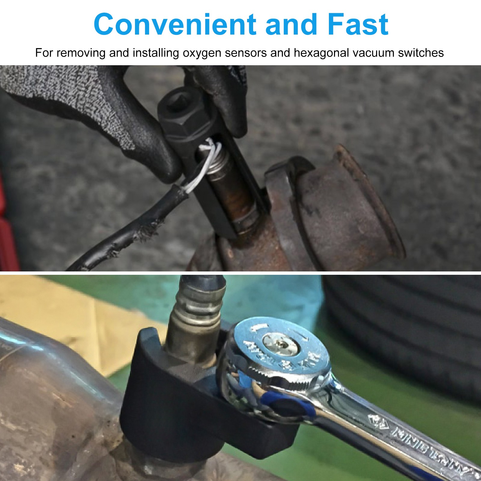 2 PCS 7/8″ 22mm O2 Oxygen Sensor Wrench Tool 3/8″ 1/2″ Drive Cars Trucks Repair