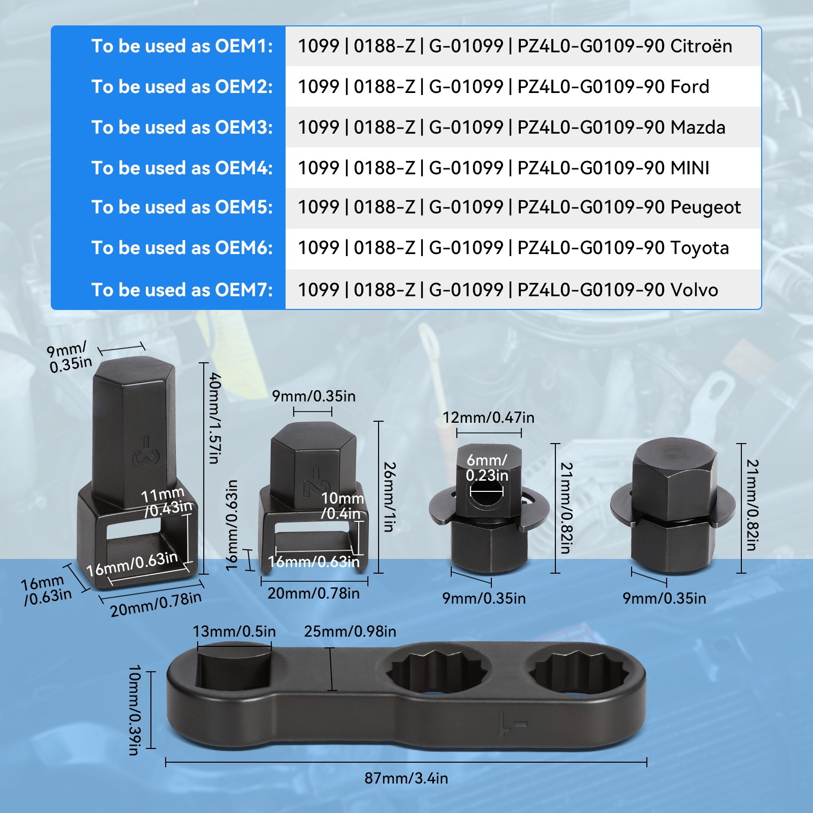Auxiliary Belt Tensioning Tool Set W/ 12.5 MM Extension Bar Fit for Ford, Mazda