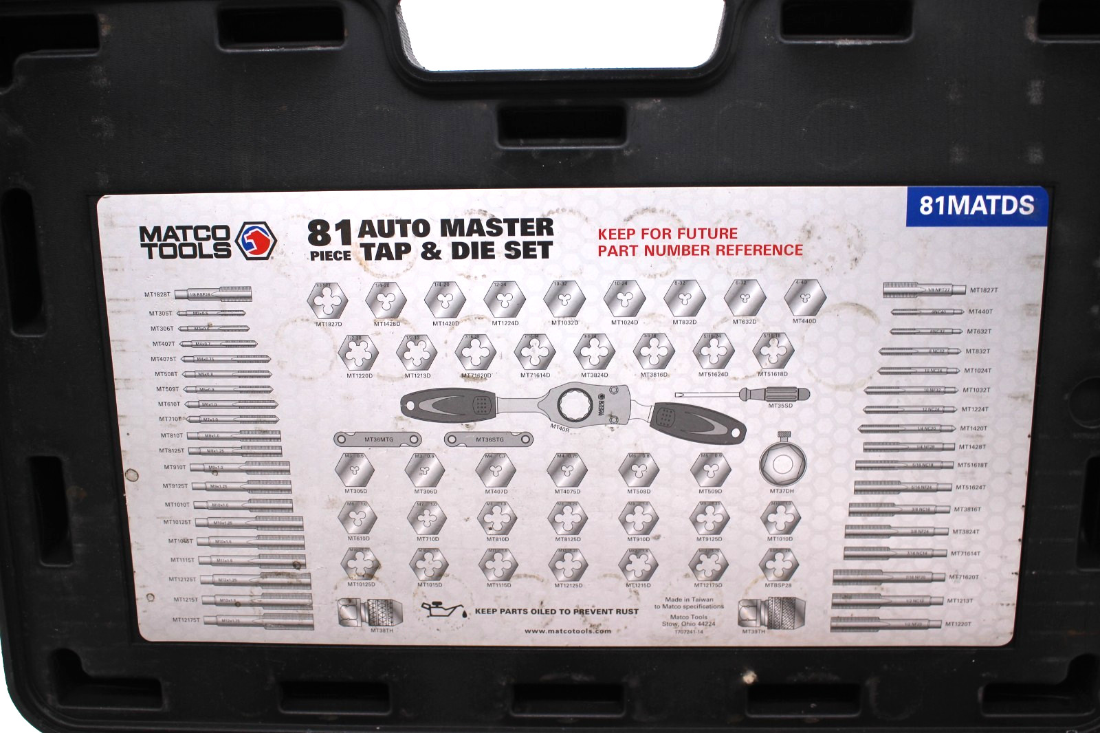 Matco Tools 81MATDS 81 Piece Auto Master Tap & Die Set Rapid Select Ratchet