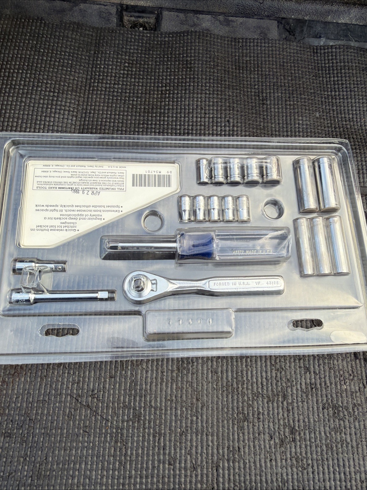 Sears Craftsman USA Nos 19pc SAE Prev Gen 1/4” Ratchet Socket Set 34701
