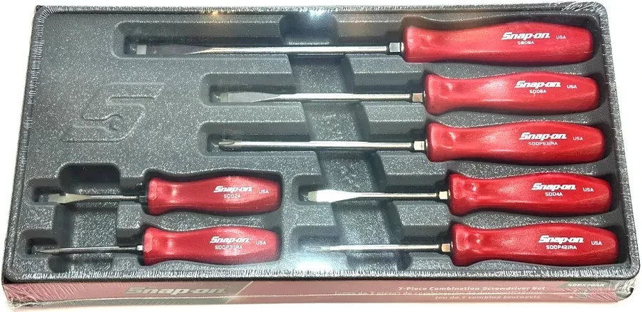 Snap-on SDDX70AR – 7pc combo screwdriver set red handle condition new neve