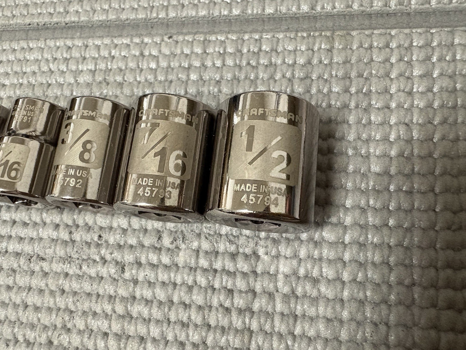 NOS Sears Craftsman USA 5pc 3/8″ DRIVE 8 Point Easy Read Socket Set 1/4″-1/2″