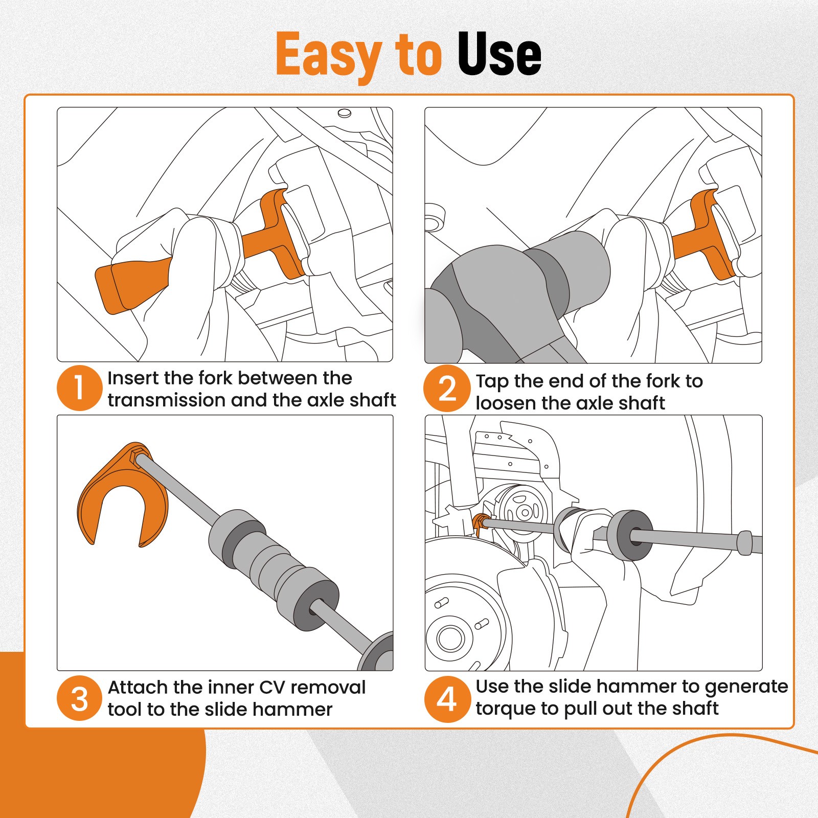 Inner CV Axle Removal Tool Kit & Front Wheel Drive Axle Puller for Most Vehicles
