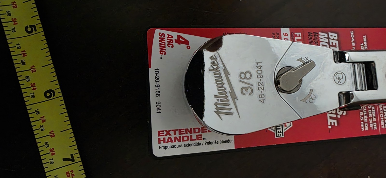 Milwaukee 3/8 Ratchet Locking Flex Head Long Handle 48-22-9041