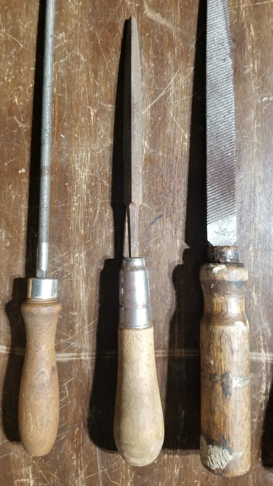 Vintage (6) Lutz File Tool Handle Lot Set Nicholson Heller Flat Mechanist Round