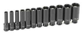 12-Piece 1/4 in. Drive 6-Point Magnetic Deep Impact Socket Set GRY-9712MDG New!