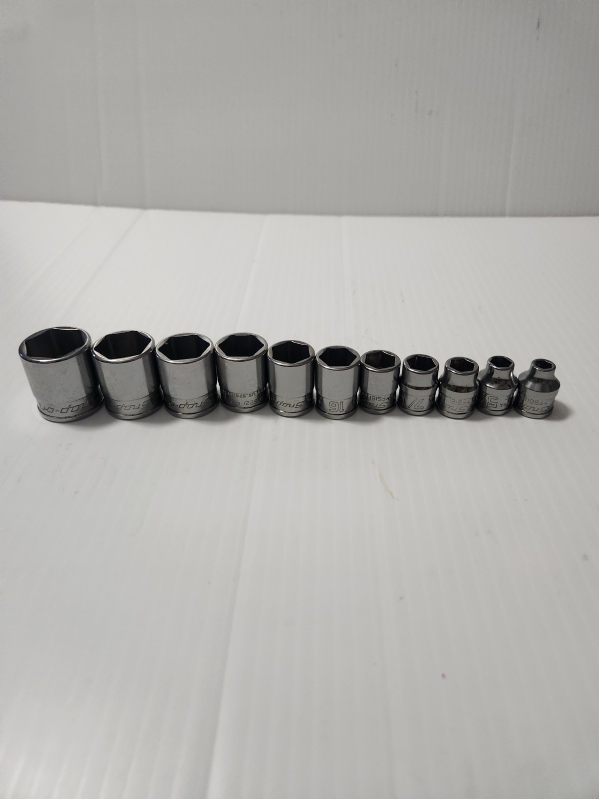 Snap-on 11pc 3/8 SAE Drive Shallow Flank Drive Socket Set 211FSY New