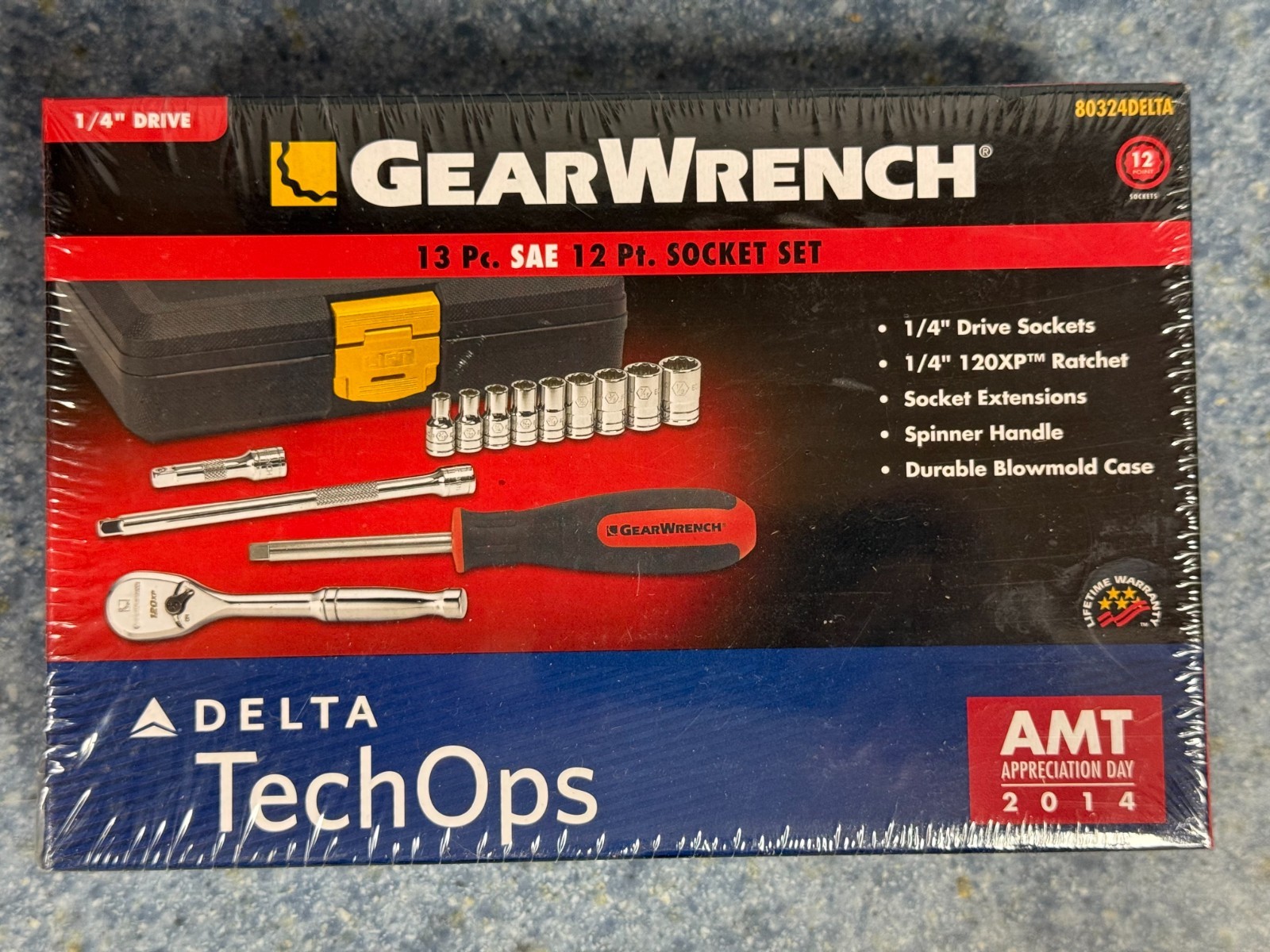 GearWrench 13 Pc SAE 12 Pt Socket Set Hard Case 80324DELTA RARE Collector