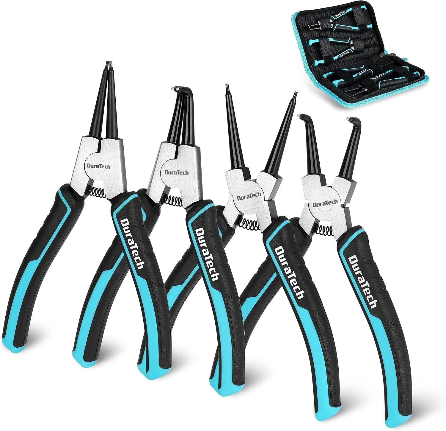 7-Inch Snap Ring Plier Set – Ergonomic, Spring-Loaded, Durable Storage Pouch