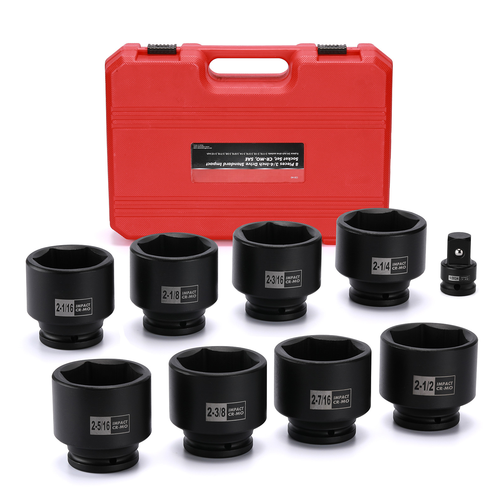 9PCS 3/4″ Drive Spindle Axle Nut Impact Socket Set 1/2″ to 3/4″ CR-MO 6 Point